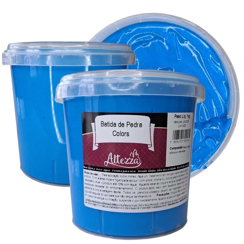 Batida De Pedra 1kg Neon Azul - Tinta Emborrachada Anti Risco Rubber