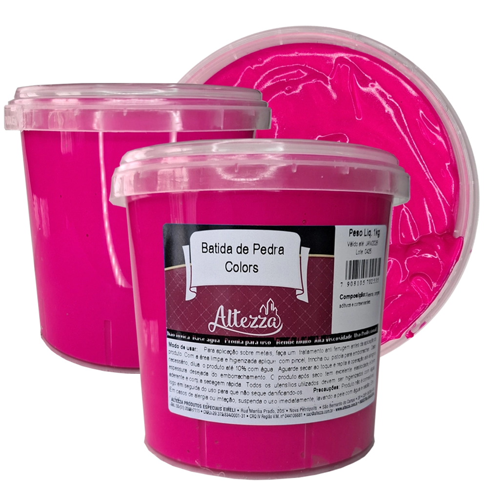 Batida De Pedra 1kg Neon Cerize - Tinta Emborrachada Anti Risco Rubber