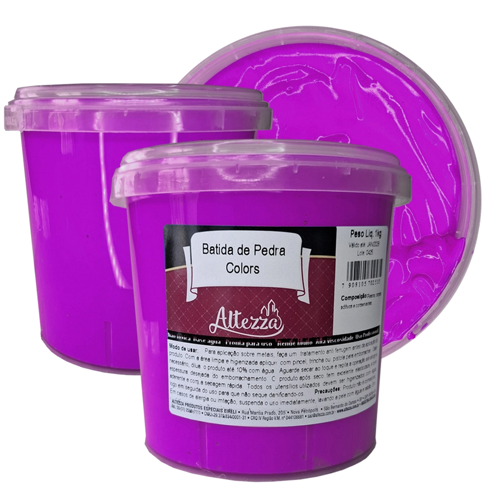 Batida De Pedra 1kg Neon Violeta - Tinta Emborrachada Anti Risco Rubber