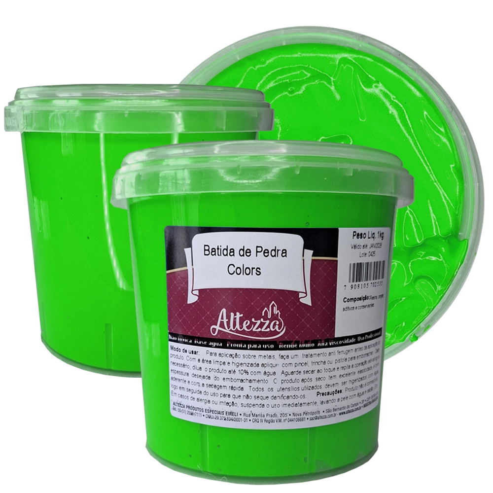 Batida De Pedra 1kg Neon Verde - Tinta Emborrachada Anti Risco Rubber