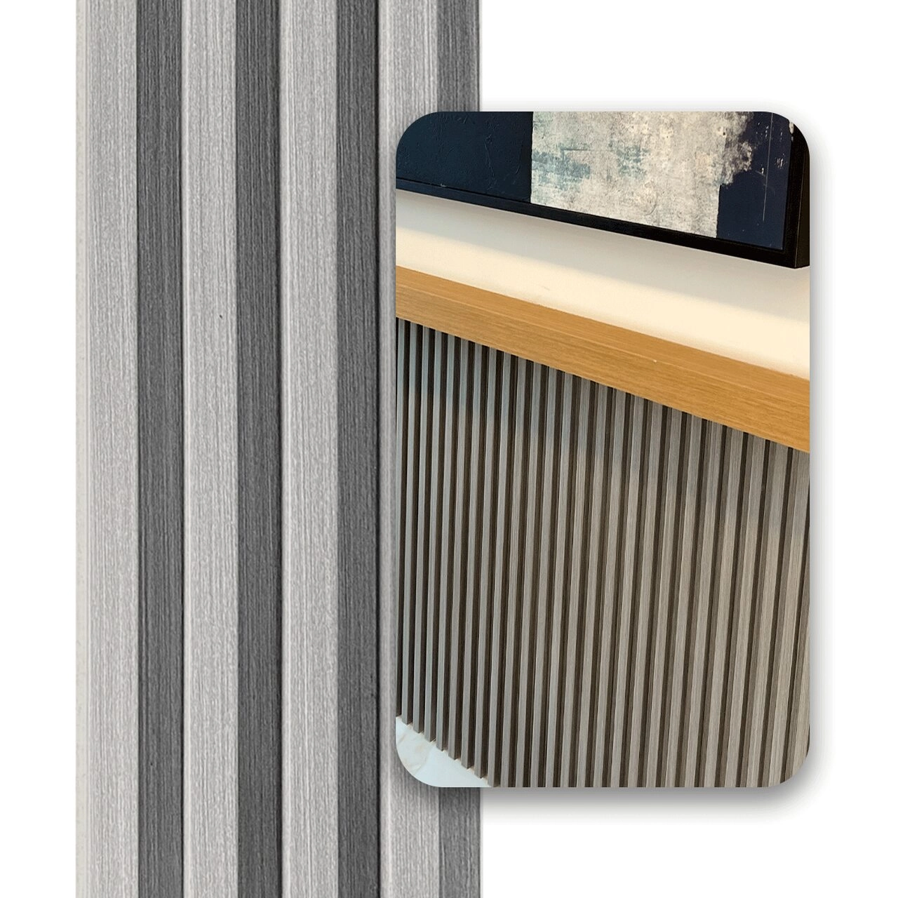 Kit 13 Painel Ripado Cor: Cinza Médio Wpc Interno Wave 2 90m X 14cm (0 43m²)