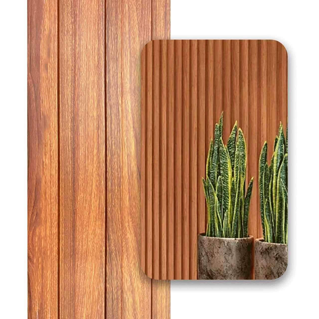 Painel Ripado Wpc Interno Wide Cor: Imbuia Kit 5 Un - 2 90m X 19cm  0 55m²