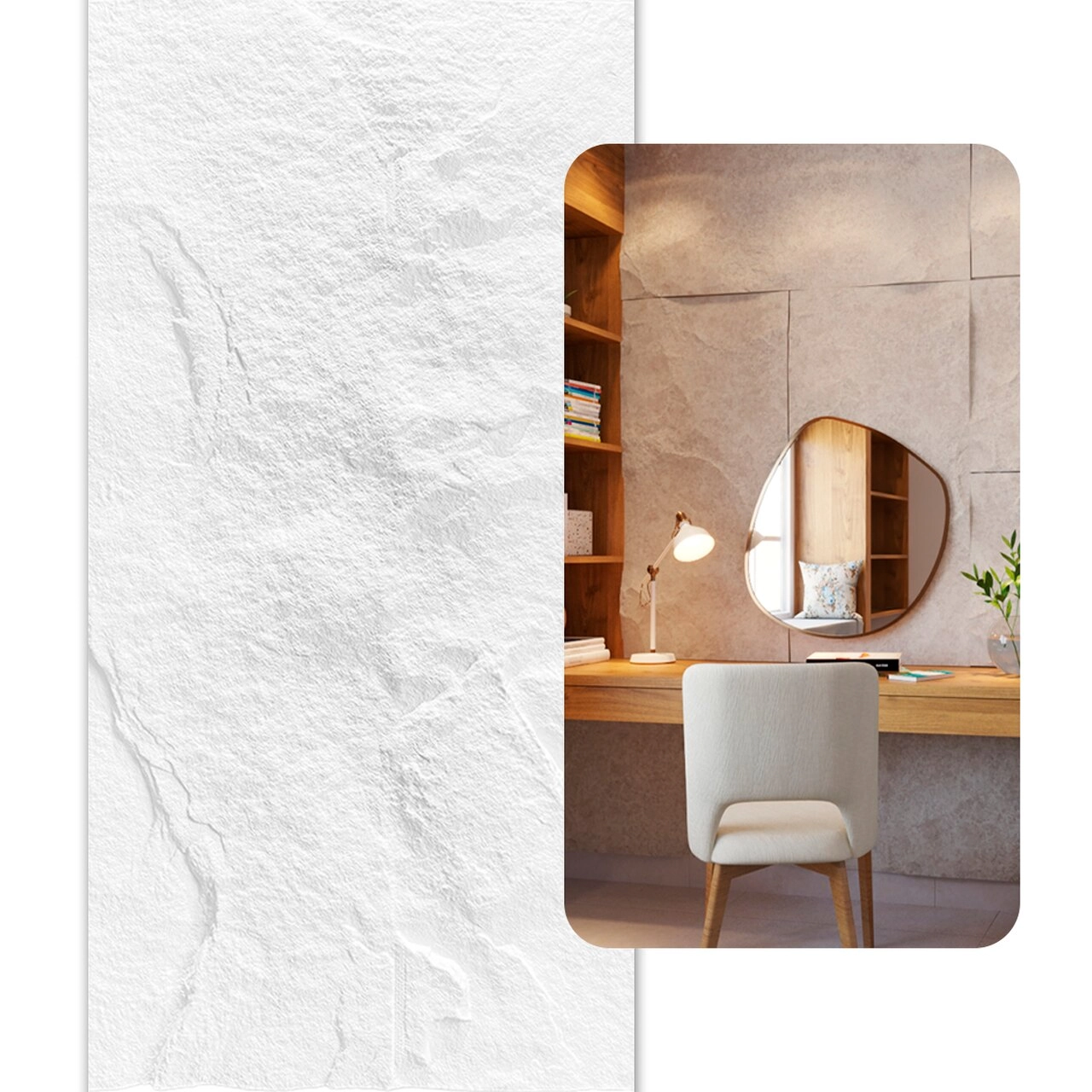 Rocha Leve Revestimento Pedra 3d Cor Branco 1.20m X 0 60m