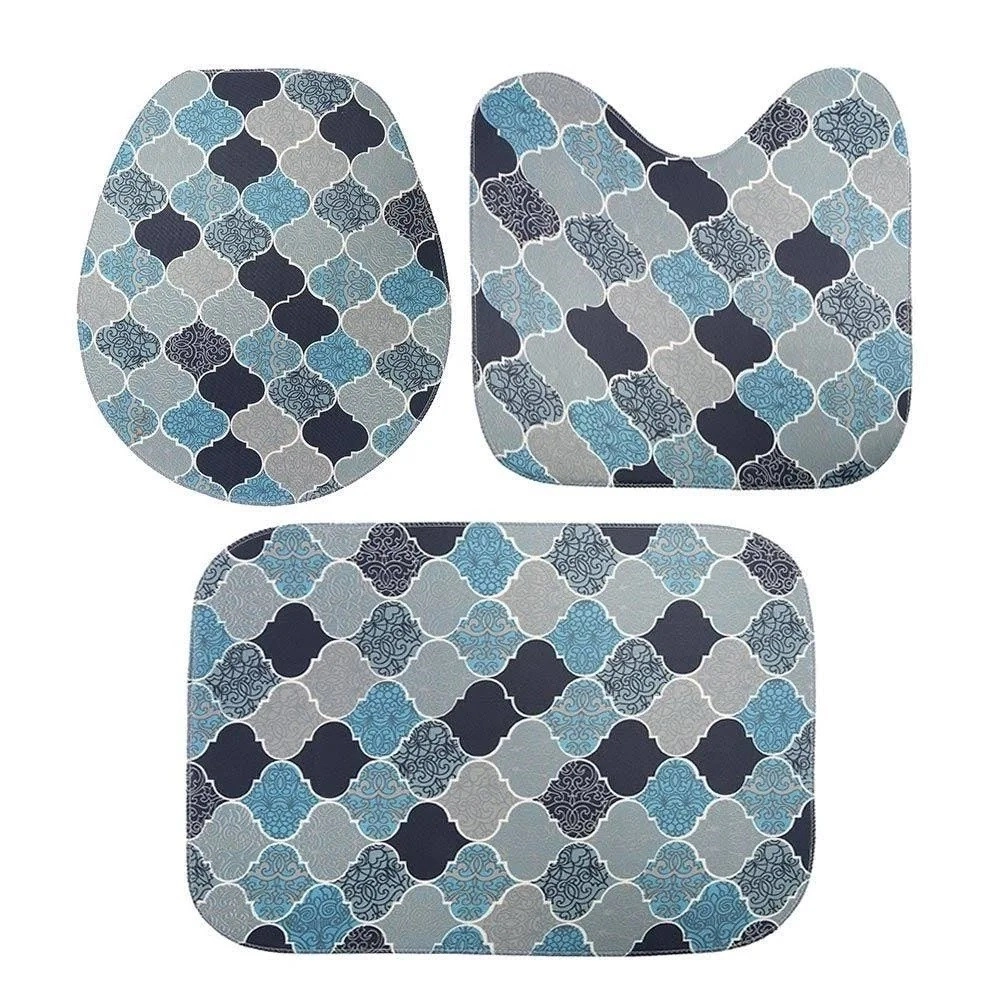 Tapetes Kit Banheiro Tecil Pop 3 Pcs Ref 490 Turquia Azul .