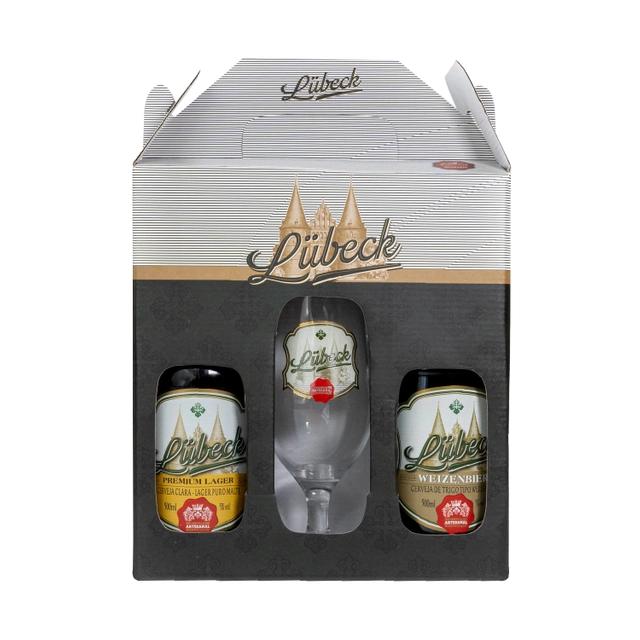 Kit Taça Cerveja Weizenbier Lager Premium Puro Malte Lübeck 500ml Cada