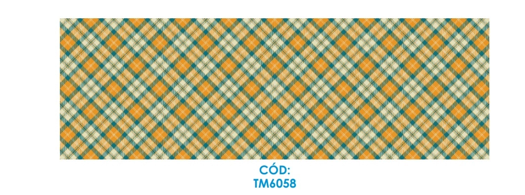 Trilho Mesa Junino Xadrez Laranja Azul 1.43x46cm Tm6058 Nsw