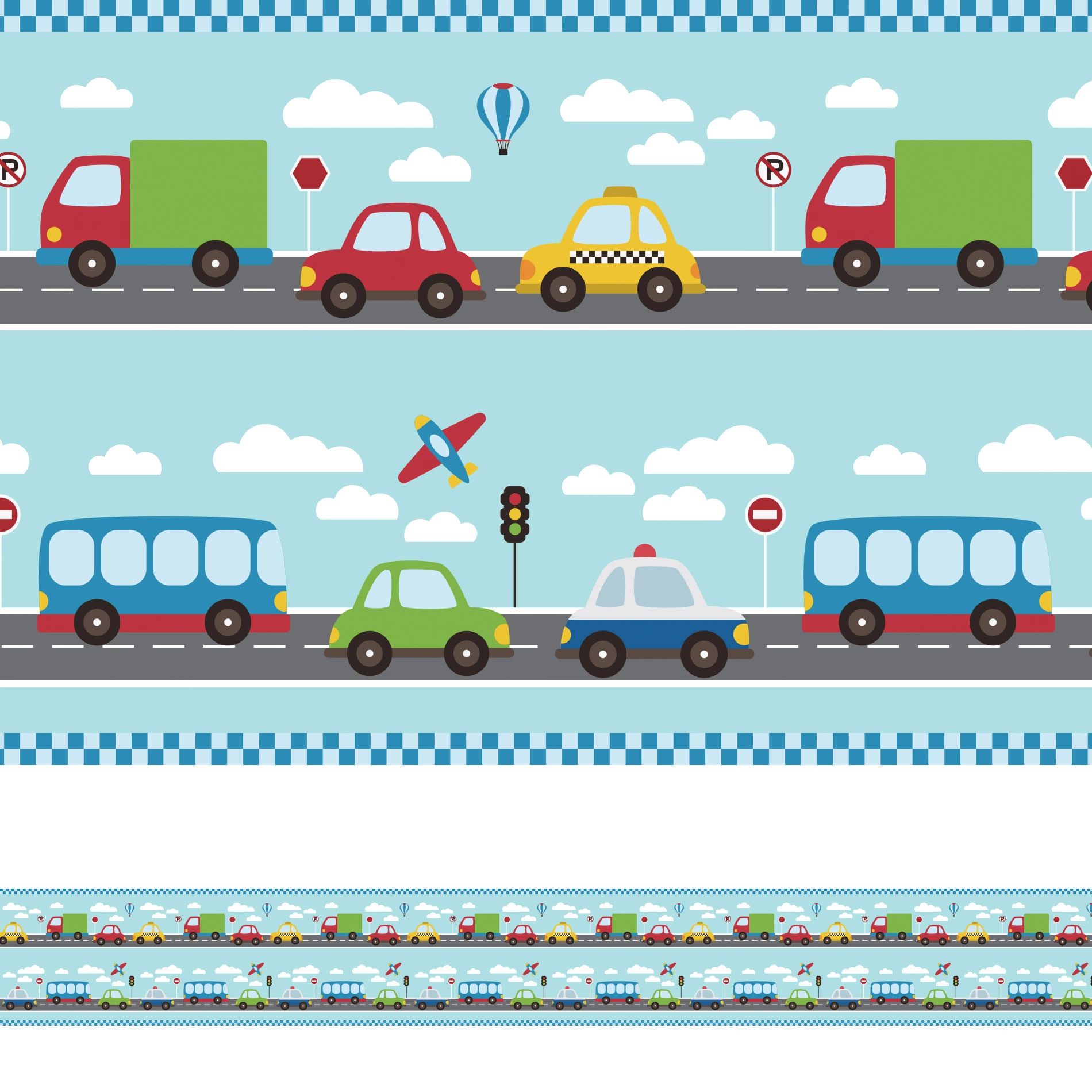 Faixa Decorativa Infantil Adesiva Carros 6mx15cm