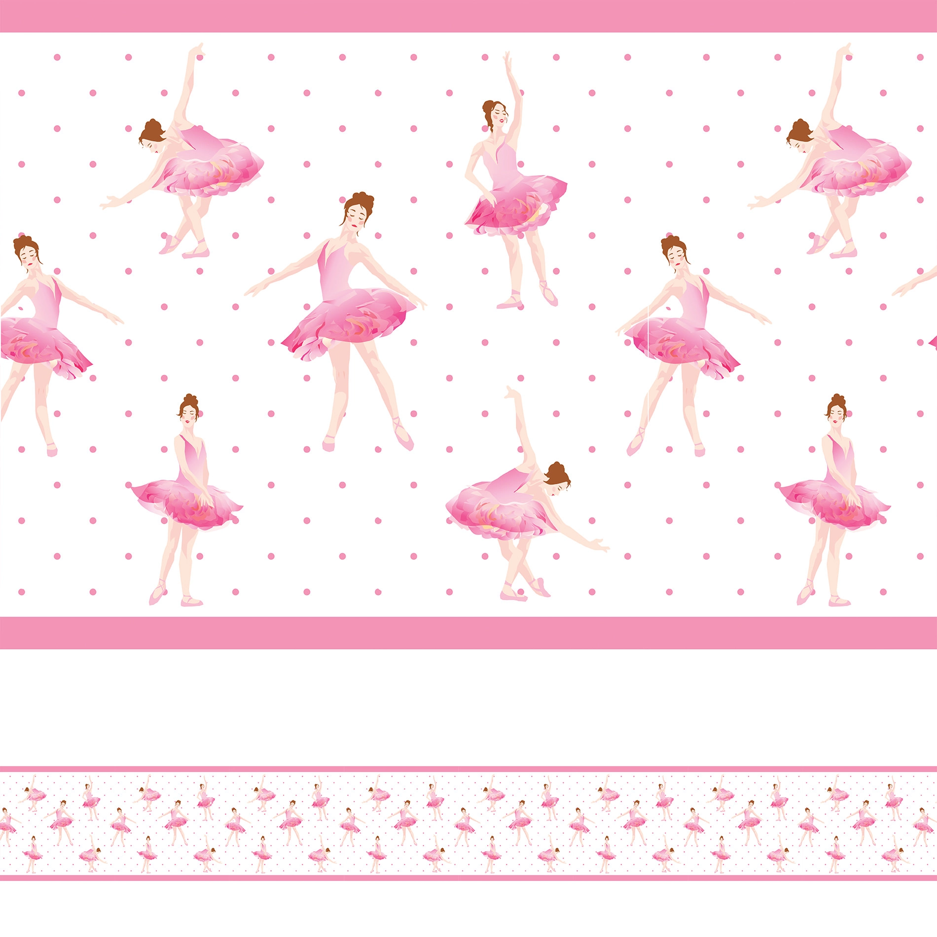 Faixa de Parede Bailarina Infantil Rosa 6mx15cm