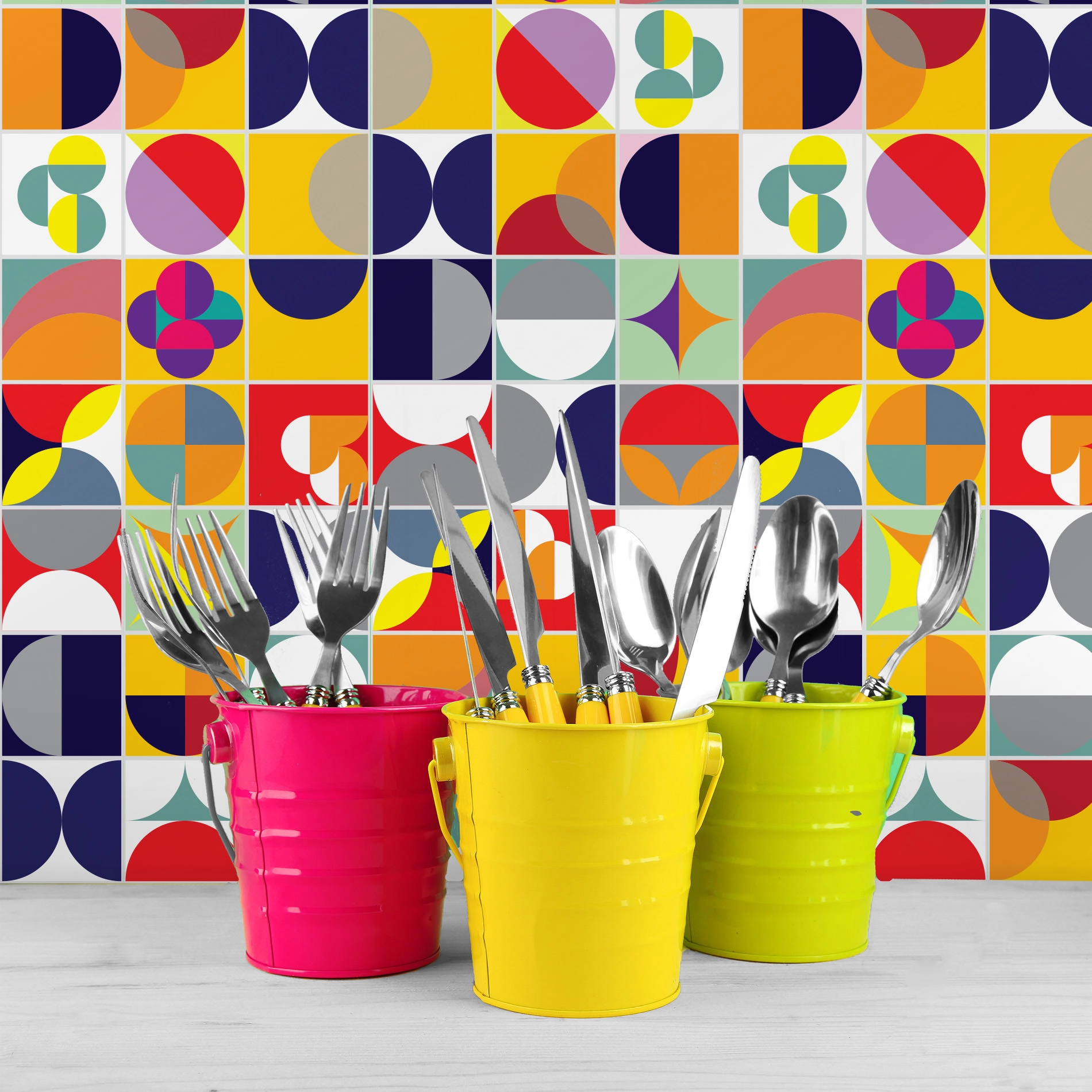 Adesivo de Azulejo 10x10 para Cozinha - Colorido Retrô