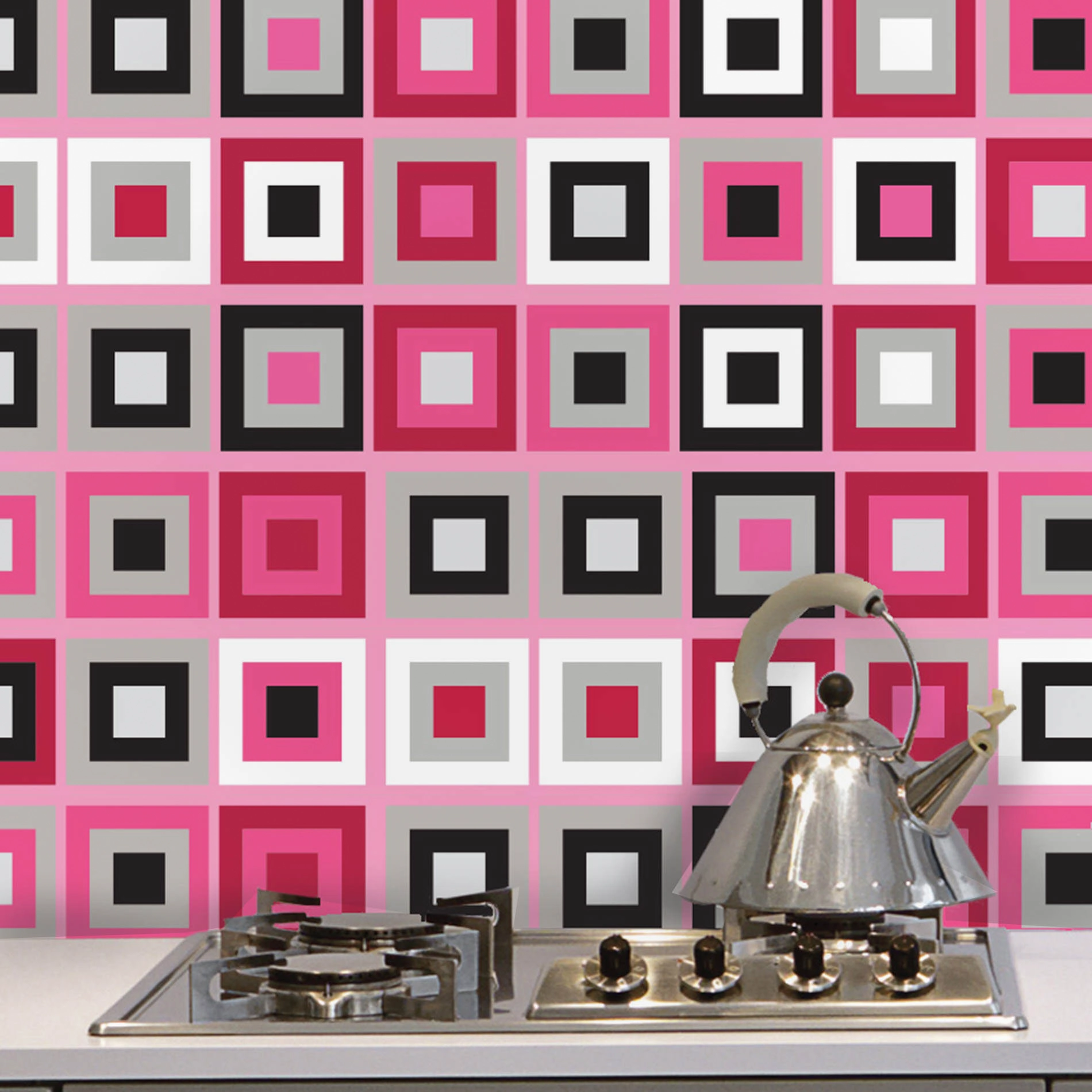 Adesivo de Azulejo Rosa para Cozinha 10x10 cm com 100un
