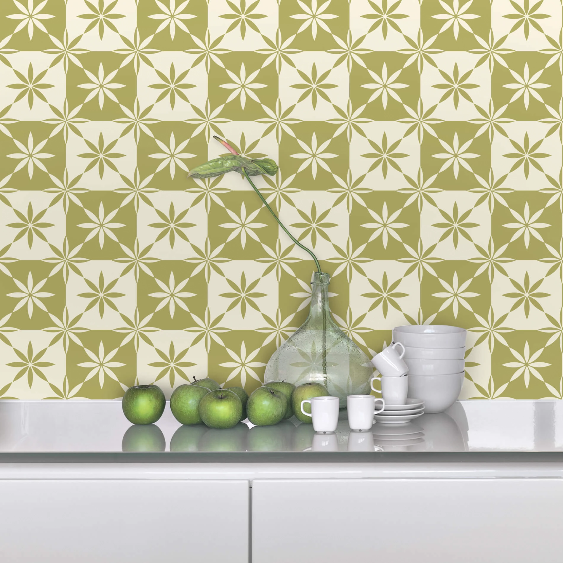 Adesivo de Azulejo Verde Erva Doce 10x10 cm com 100un