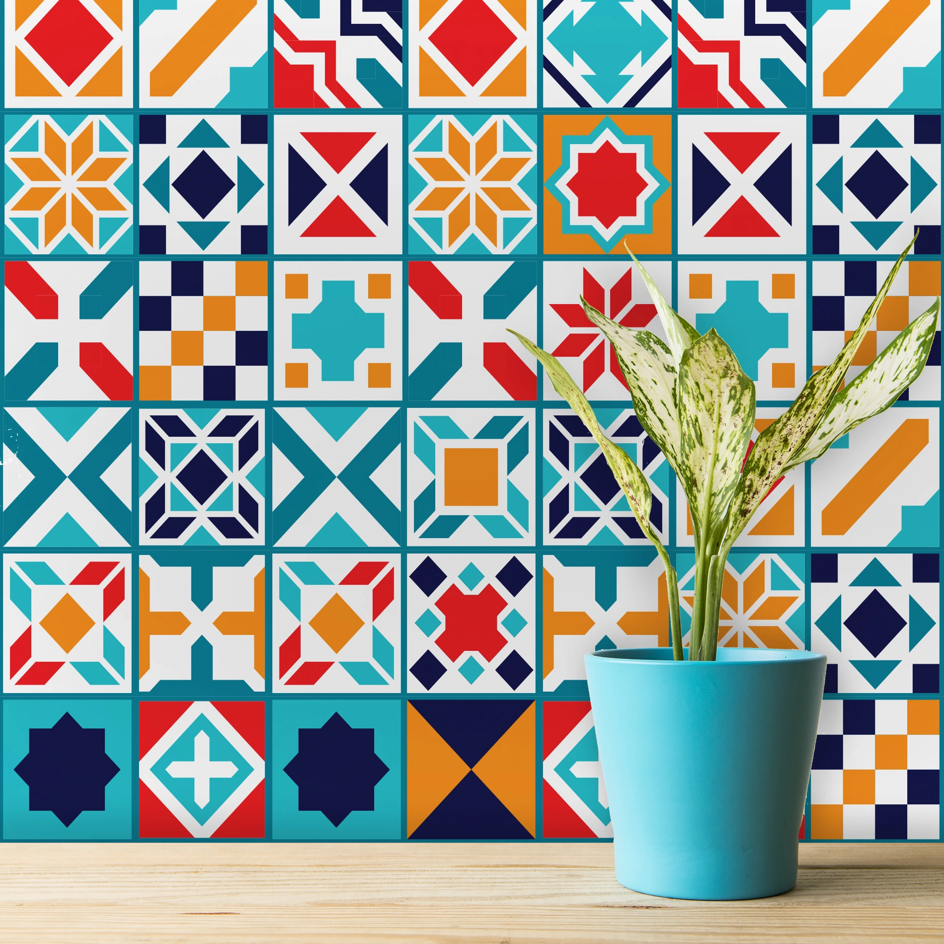 Adesivo Quadriculado para Azulejo Madri 10x10 cm com 100un