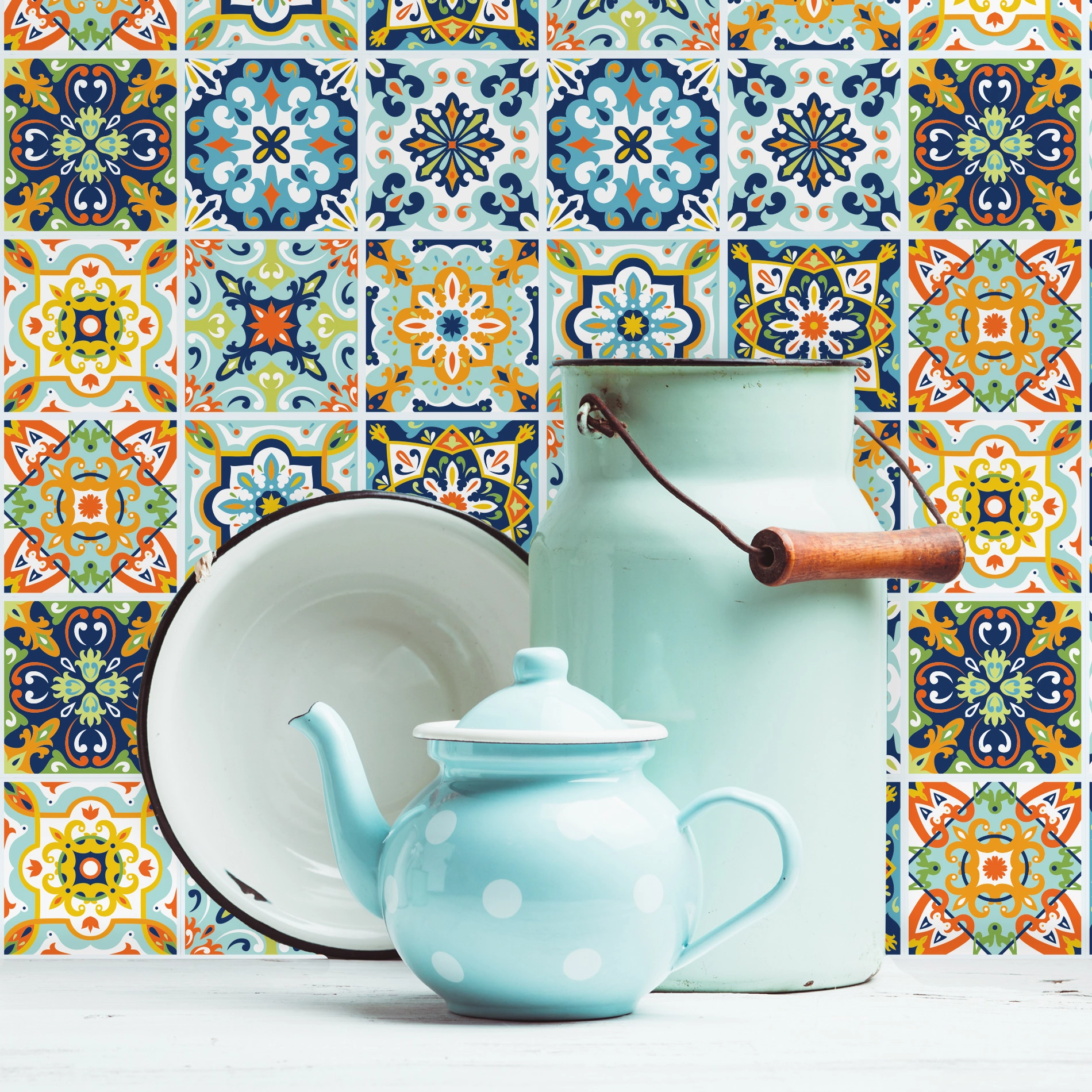 Adesivo de Azulejo Hidráulico Porto 10x10 cm com 100un