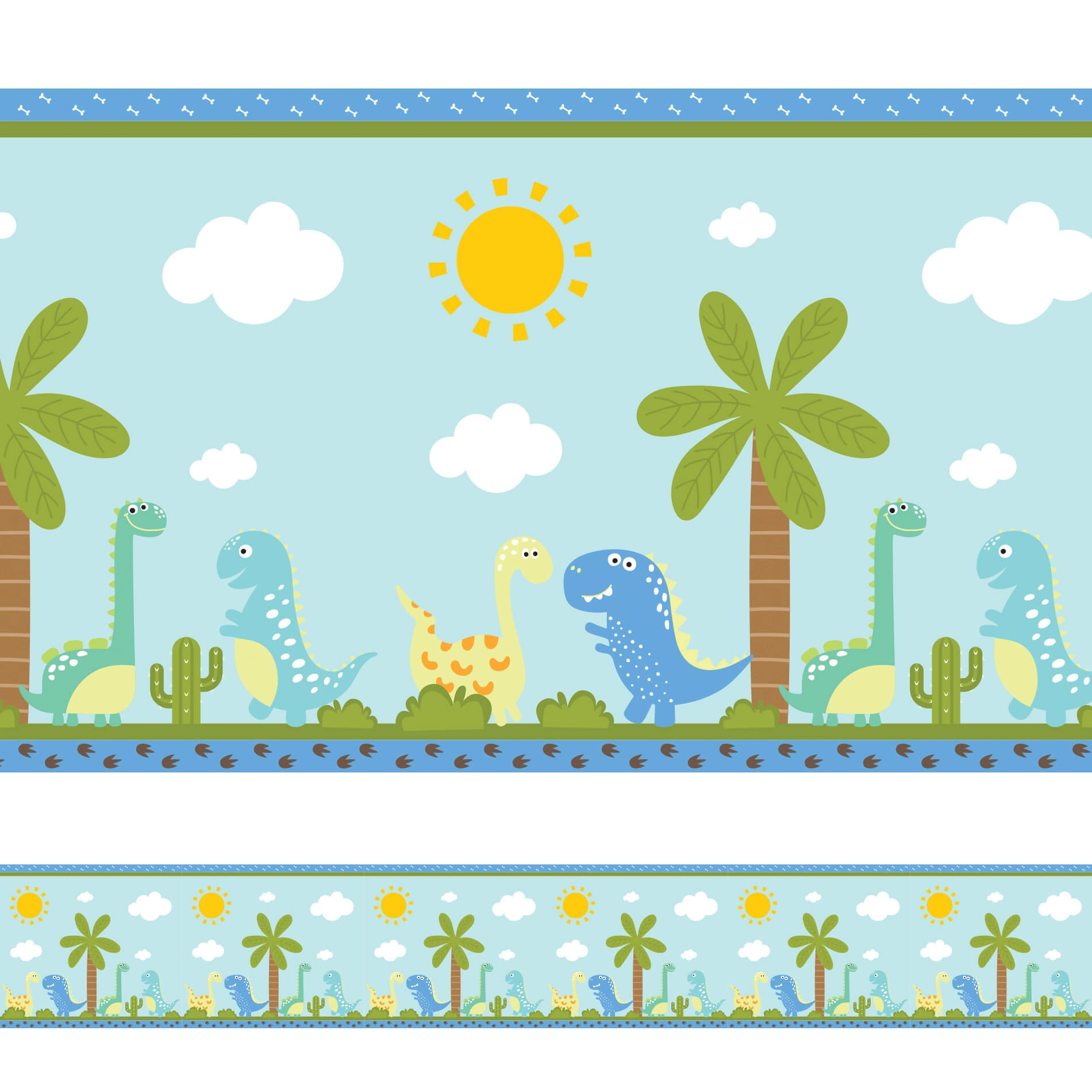 Faixa Decorativa Adesiva Infantil Dinossauro Baby 10mx10cm