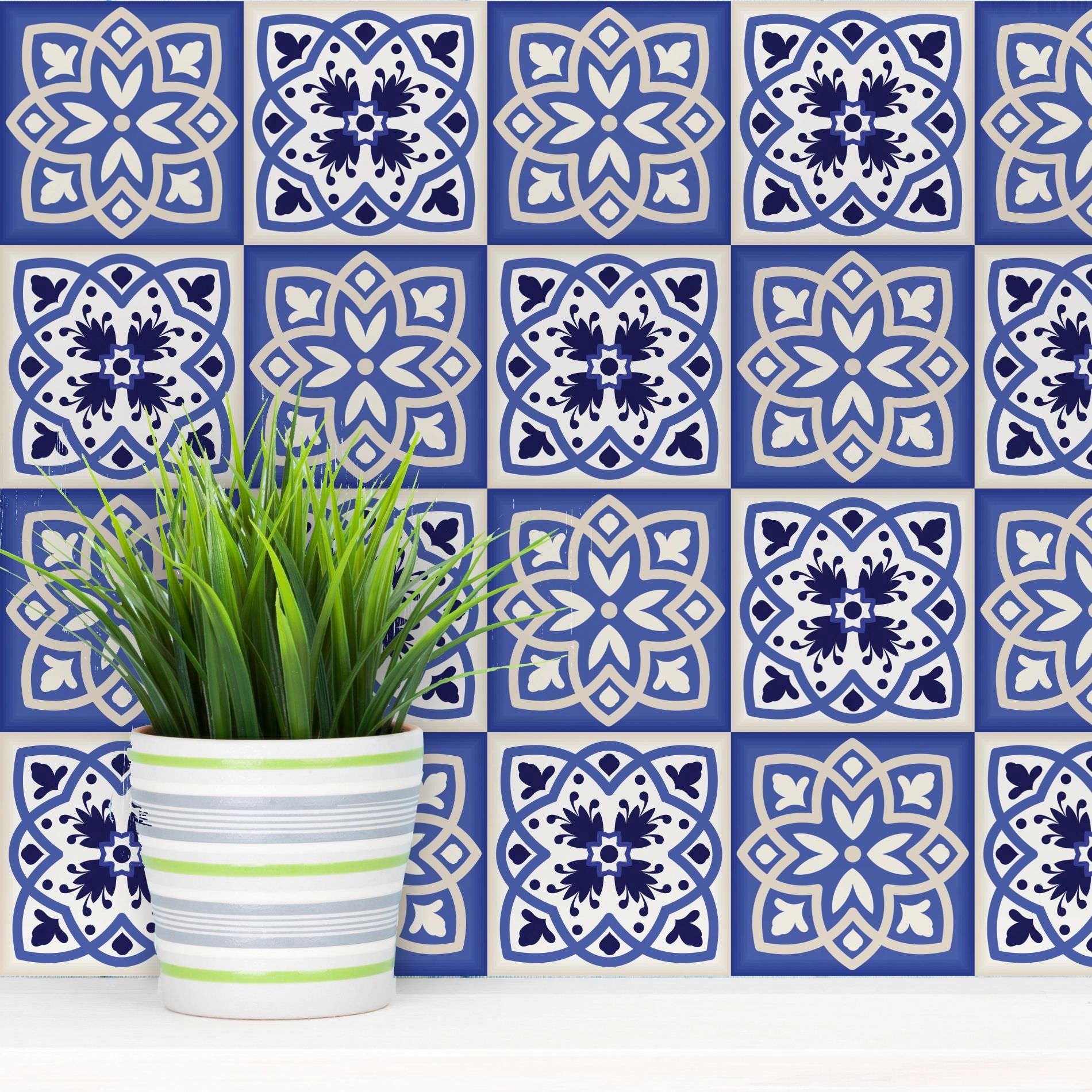Adesivo de Azulejo para Cozinha Azul Vila Real 15x15 36un