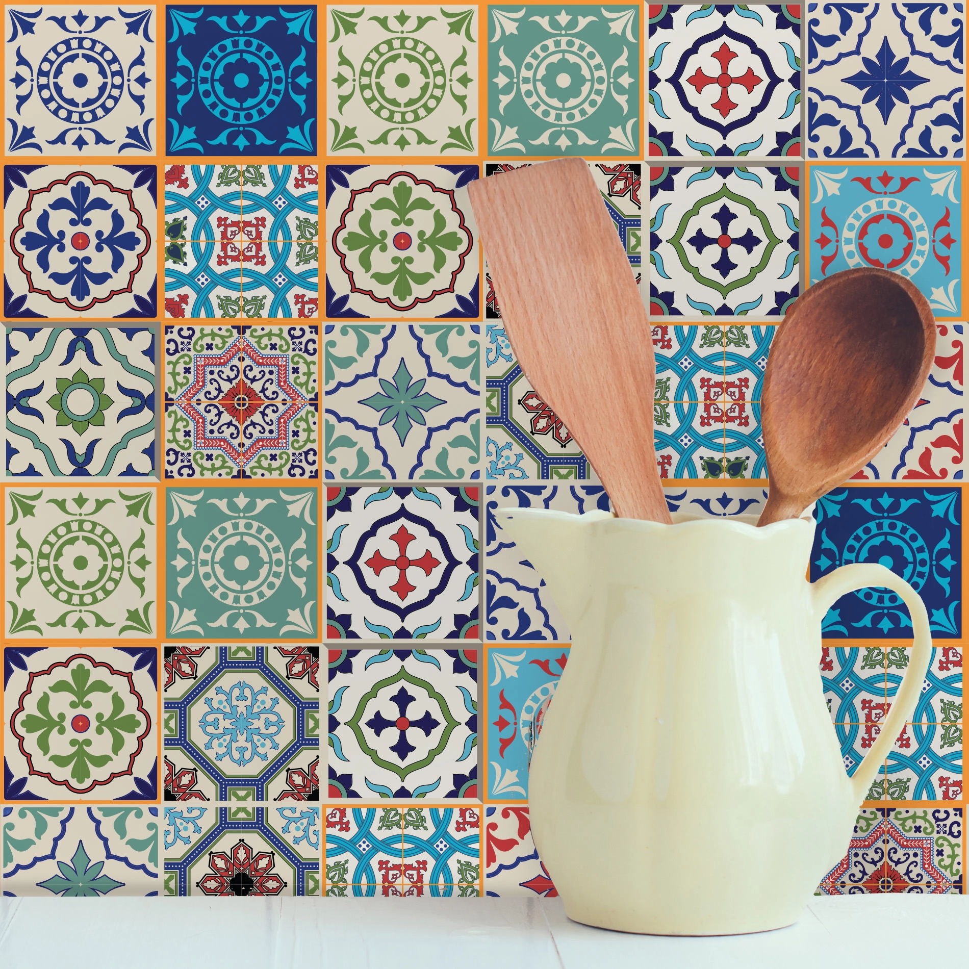 Adesivo de Azulejo Hidráulico Santa Cruz 15x15 - 36und