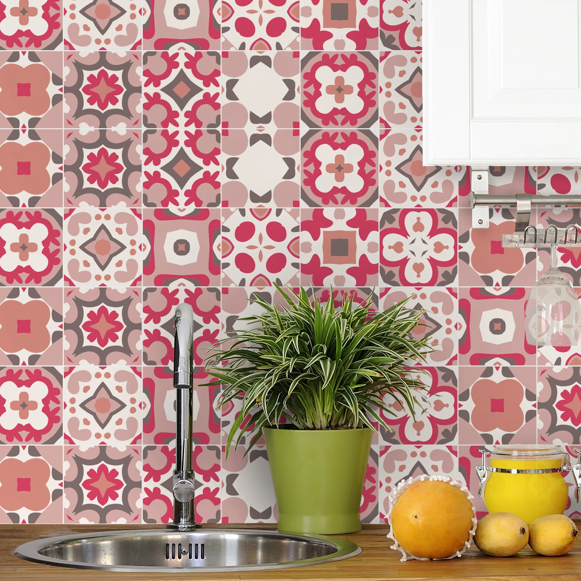 Adesivo de Azulejo 15x15 para Cozinha Vila Rosa 36un