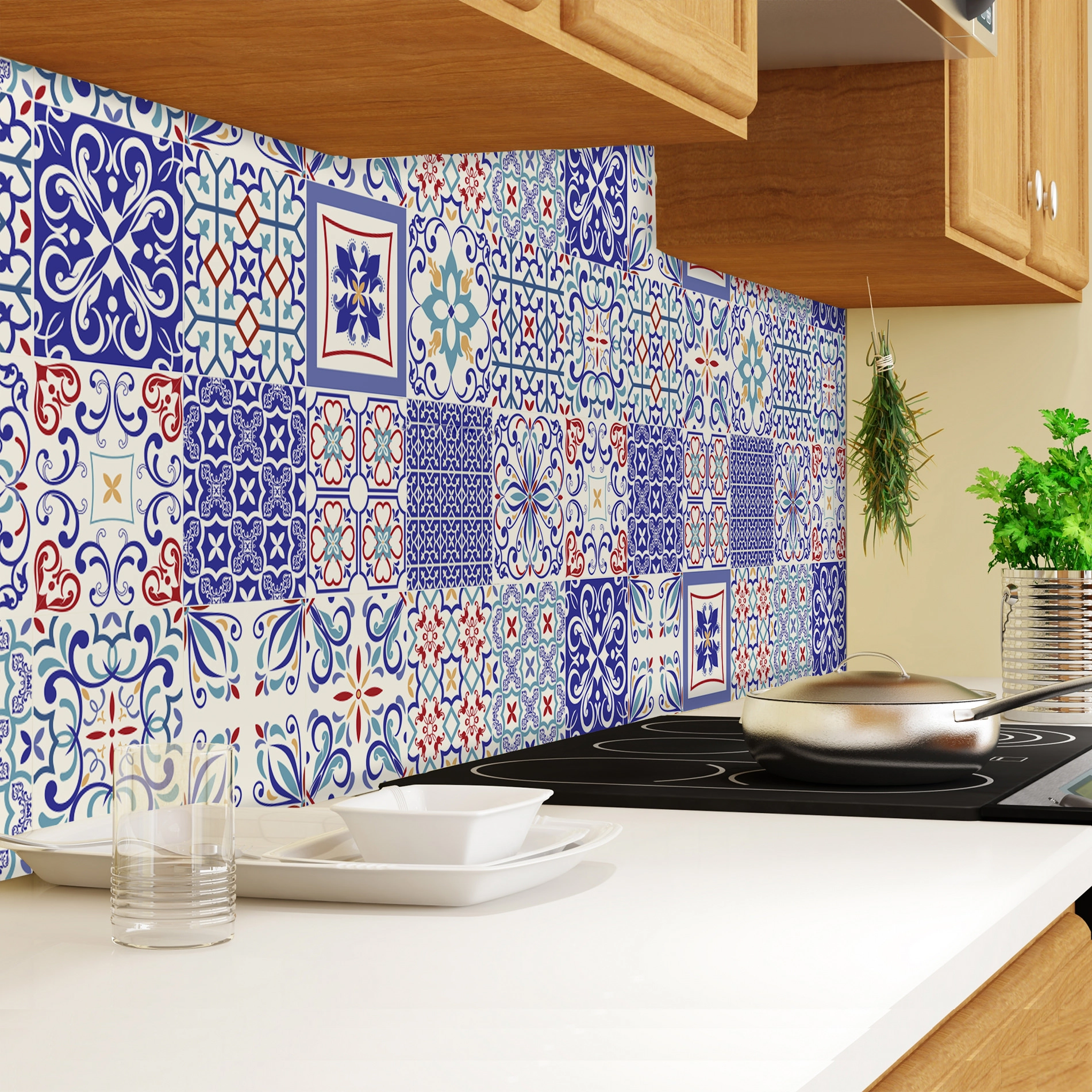Adesivo de Azulejo Azul Monte Belo 15x15 para Cozinha 36un