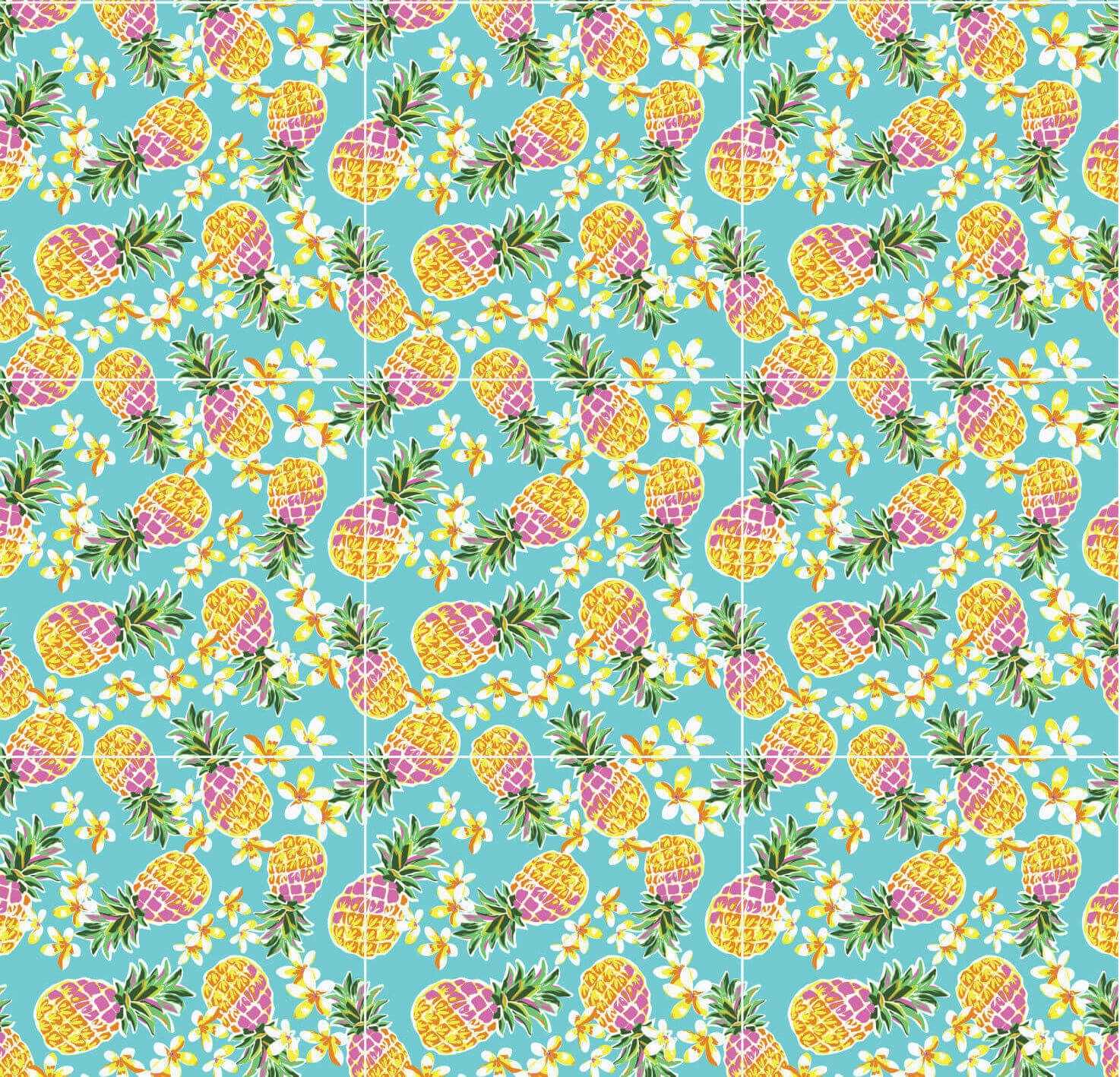 Adesivo de Azulejo Colorido Abacaxi 15x15 cm com 36un