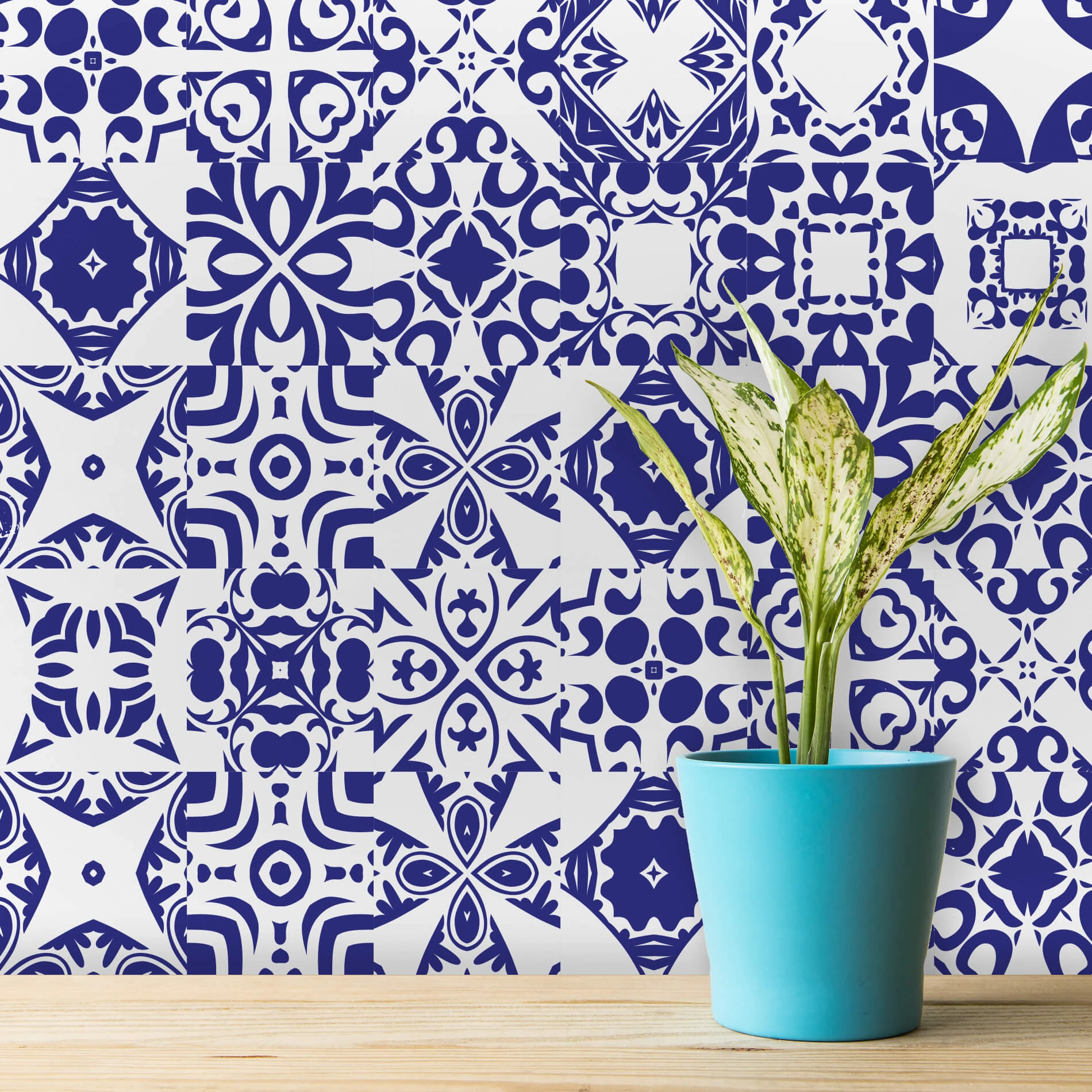Adesivo de Azulejo Hidráulico Azul Del Rey 20x20 cm 24un