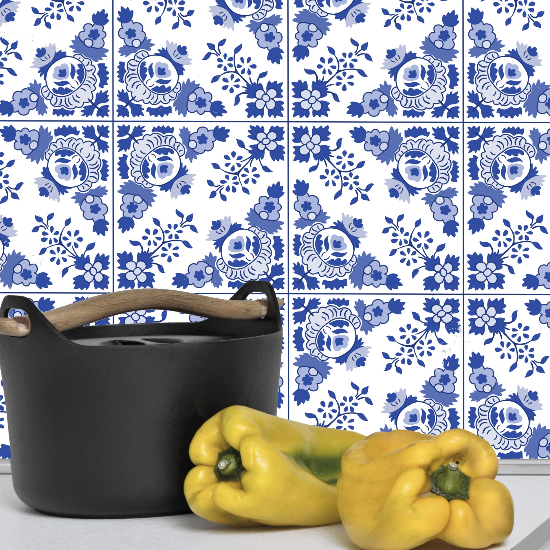 Adesivo de Azulejo 20x20 para Cozinha Azul Alva 24un