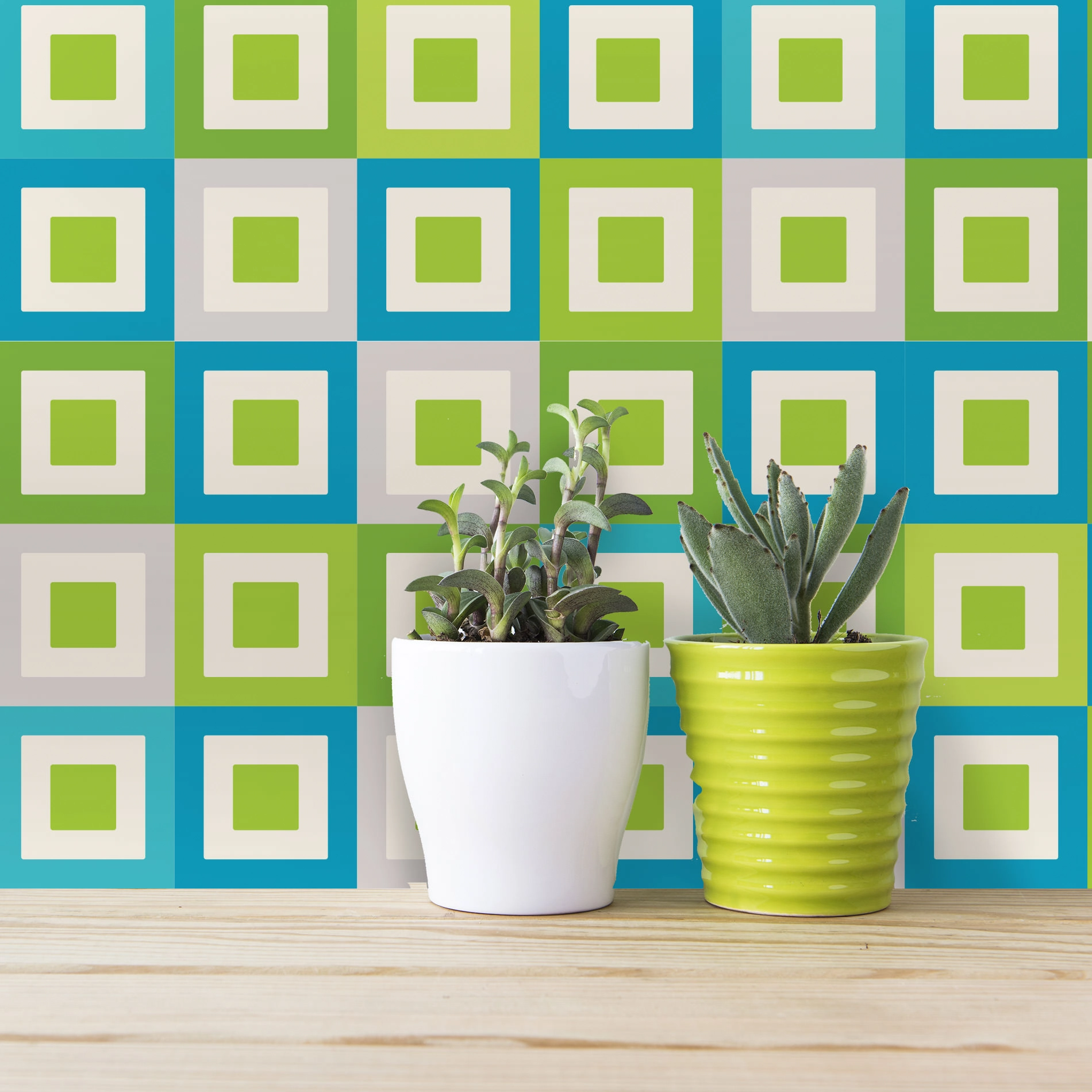Adesivo de Azulejo Verde Geométrico Equilíbrio 20x20 24un