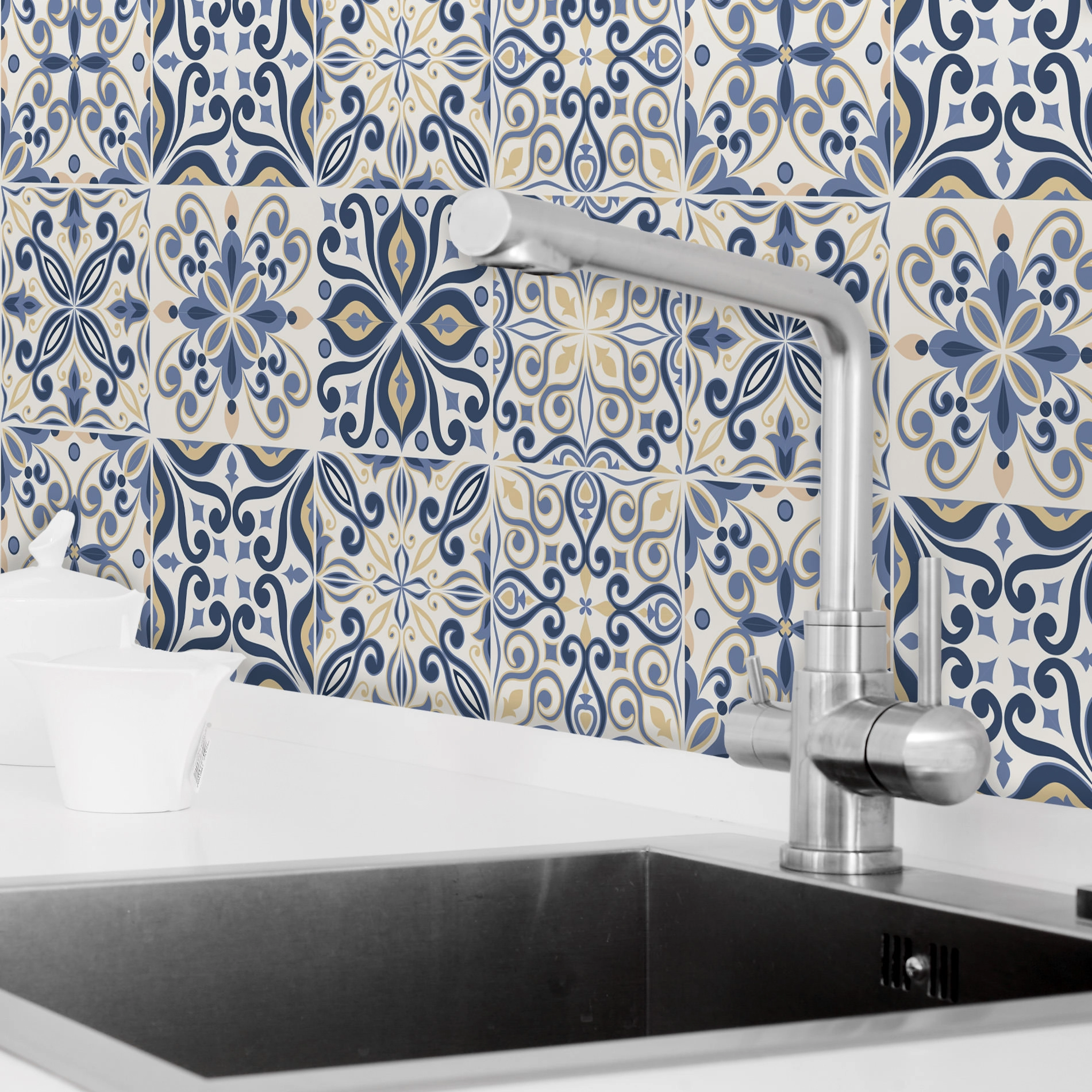 Adesivo de Azulejo Azul Real 20x20 cm com 12un