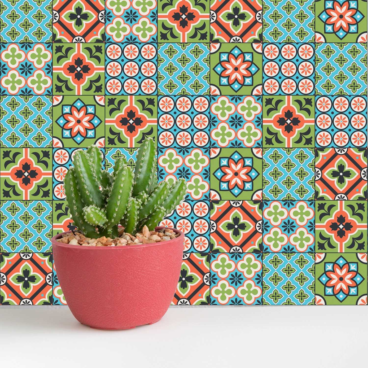 Adesivo de Azulejo Verde Cacto 20x20 cm com 12un