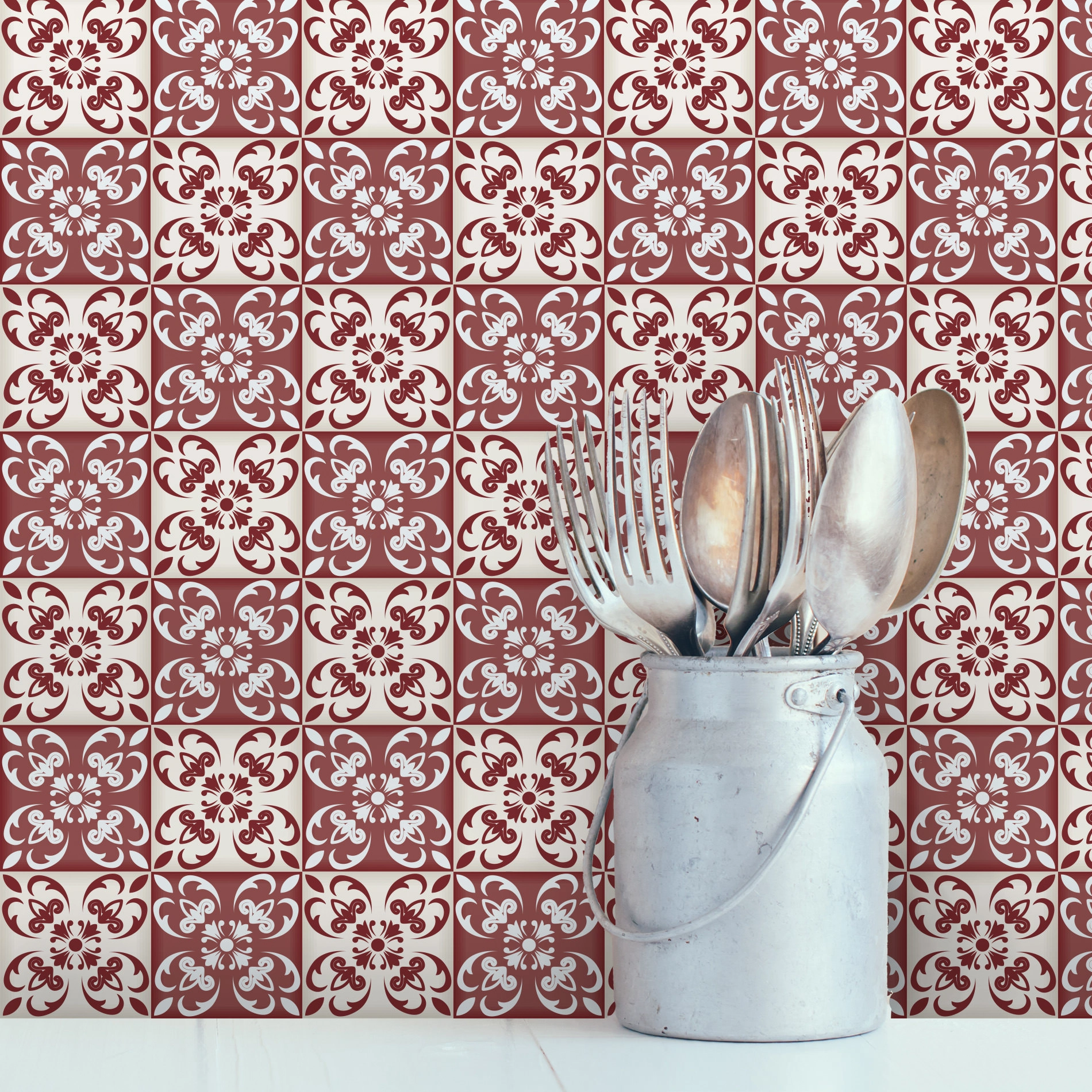 Adesivo de Azulejo Vermelho Cardeal 15x15 cm com 18un