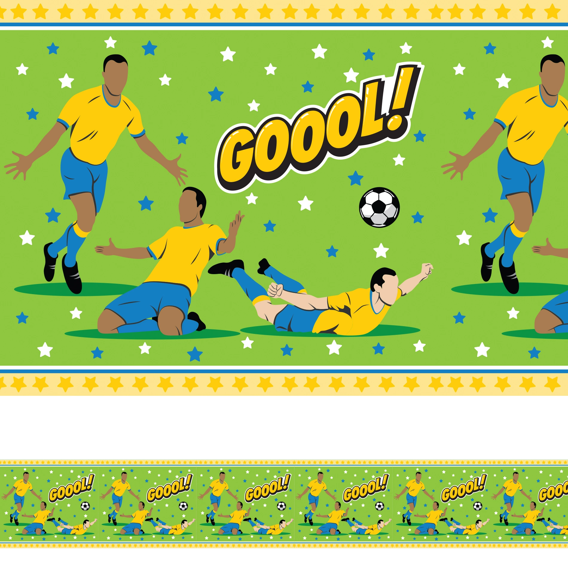 Faixa de Parede Infantil Adesiva Futebol Gol 5mx10cm