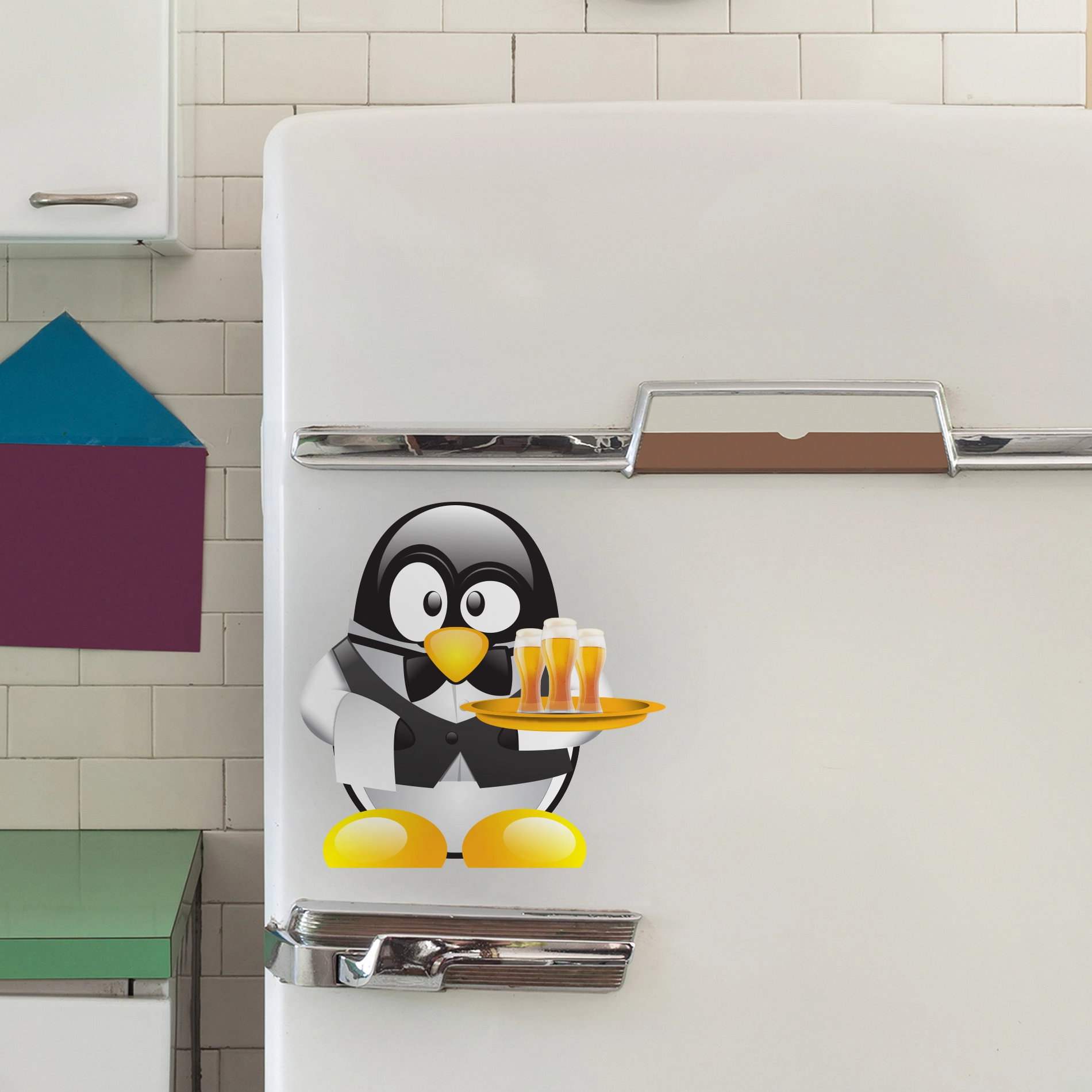 Adesivo de Geladeira Pinguim Cerveja 25x25 cm