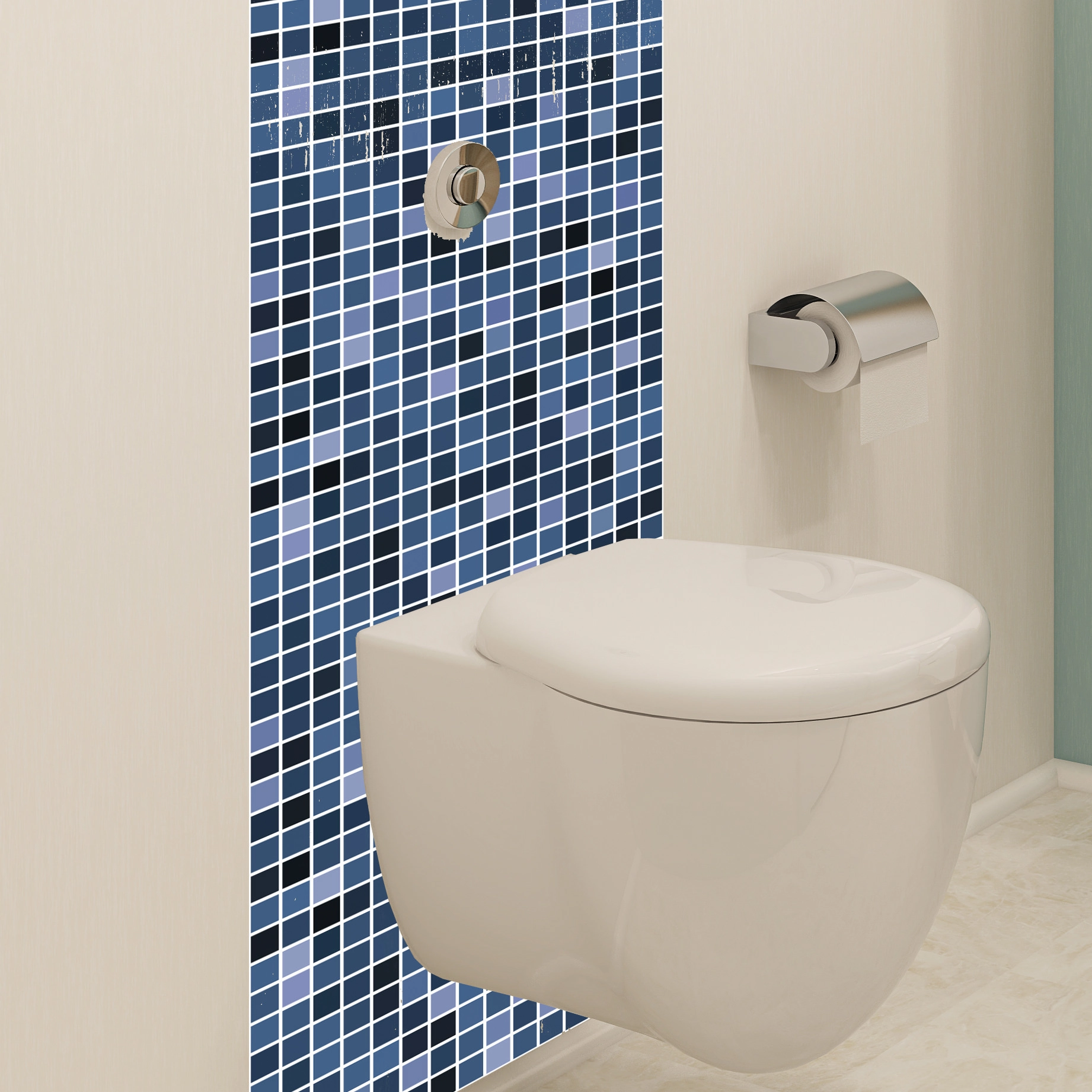 Adesivo de Pastilhas Liso Azul Royal 25x25 cm com 10un