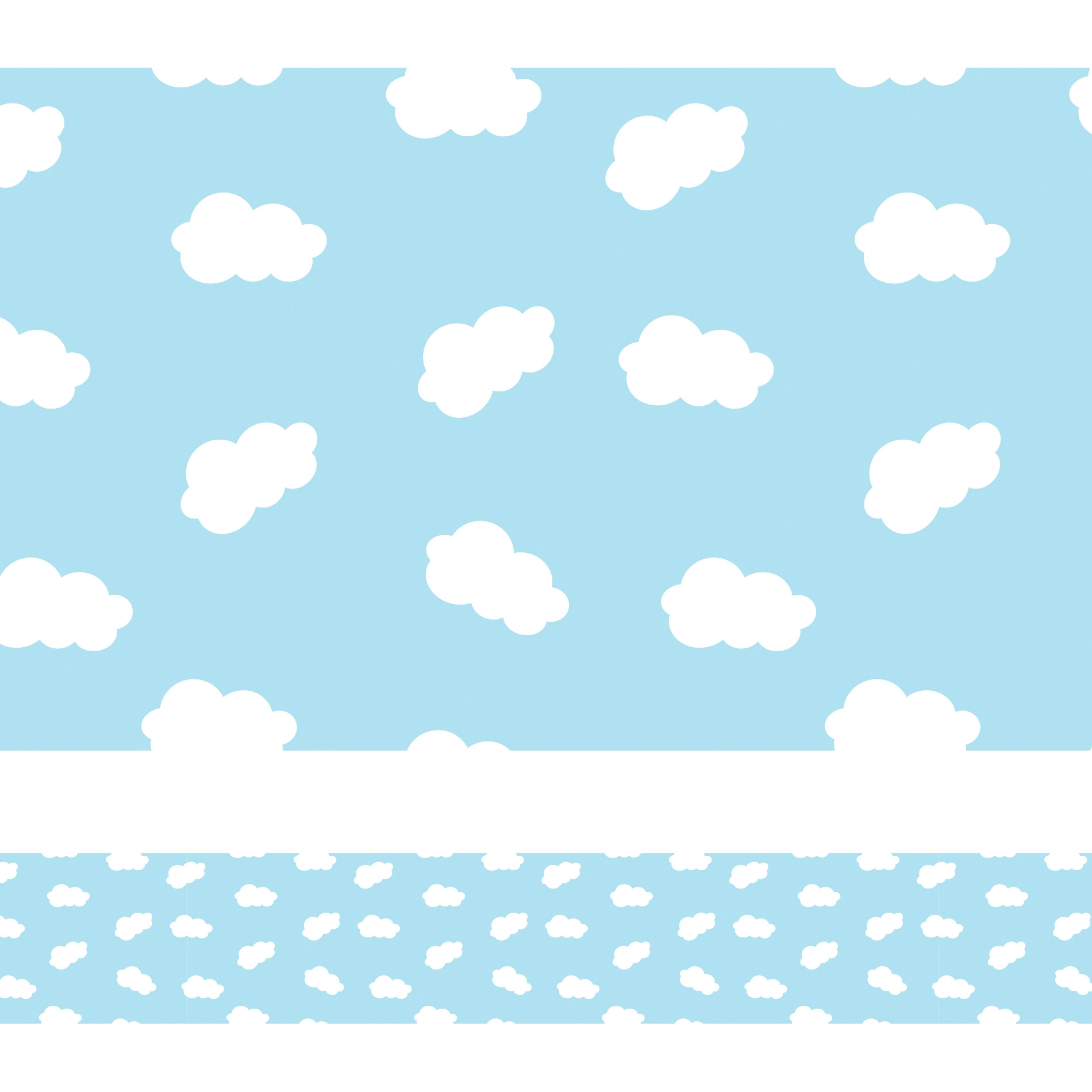 Faixa de Parede Nuvens em Azul para Quarto Infantil 10mx10cm