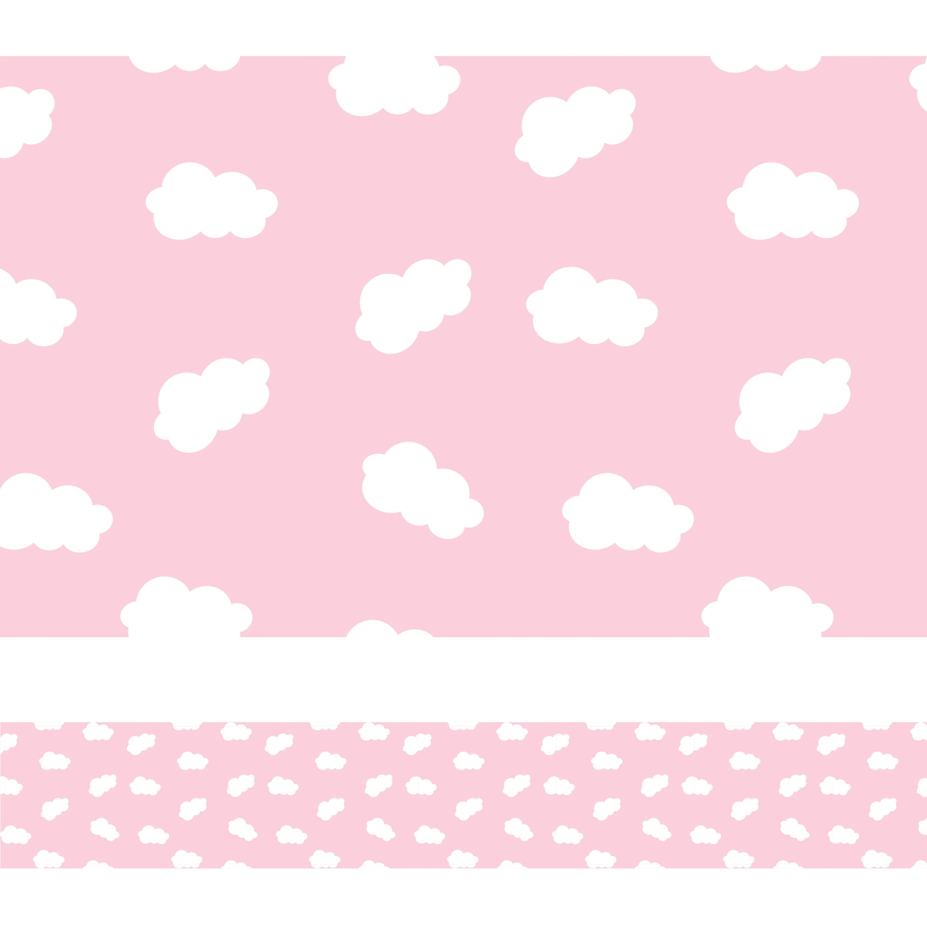 Faixa de Parede Nuvens em Rosa para Quarto Infantil 10mx10cm