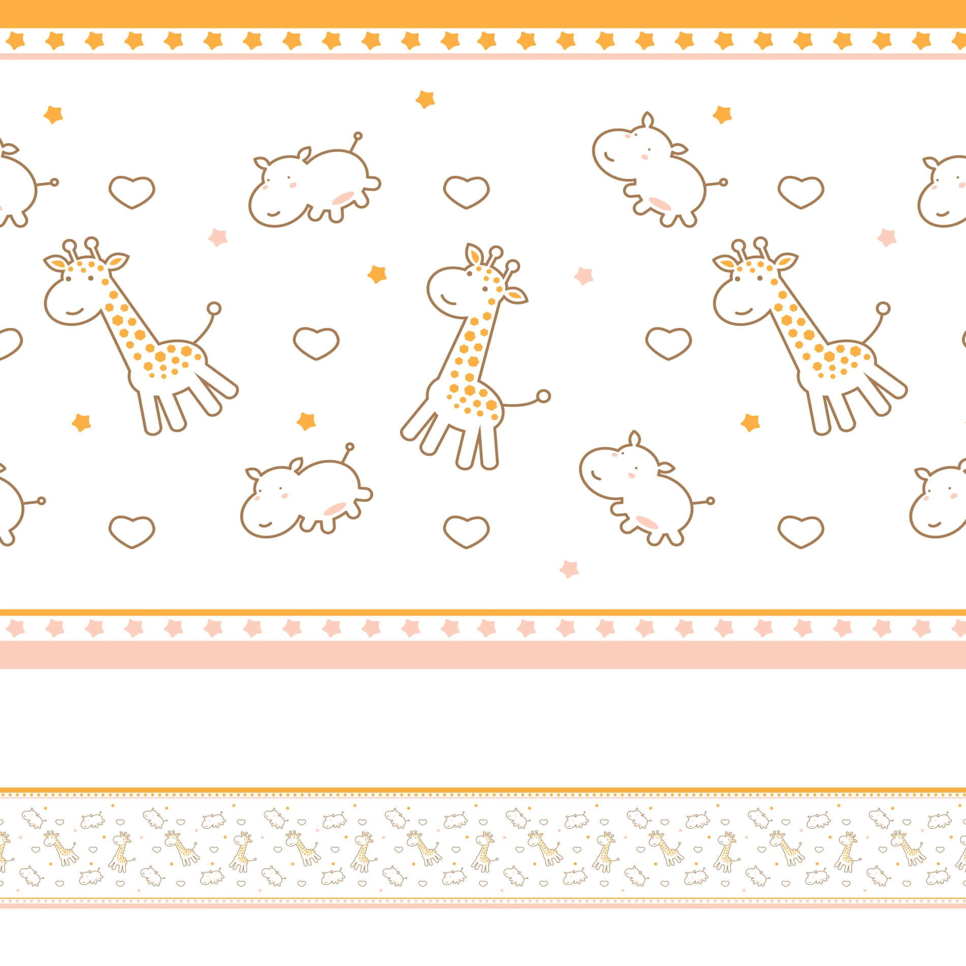 Faixa Decorativa Infantil Girafa e Hipopótamo 6mx15cm