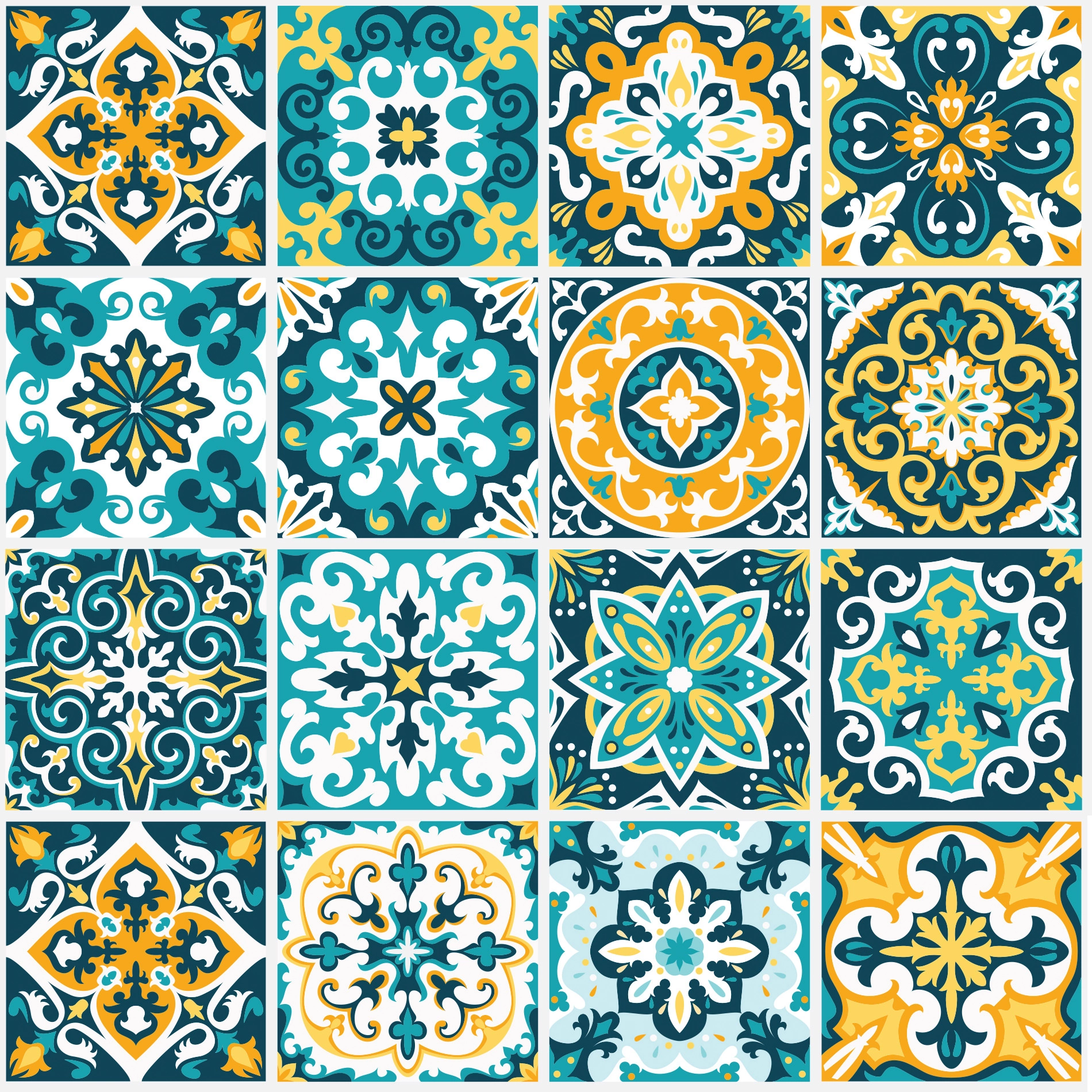 Adesivo de Azulejo Hidráulico Rococó 10x10cm com 100un
