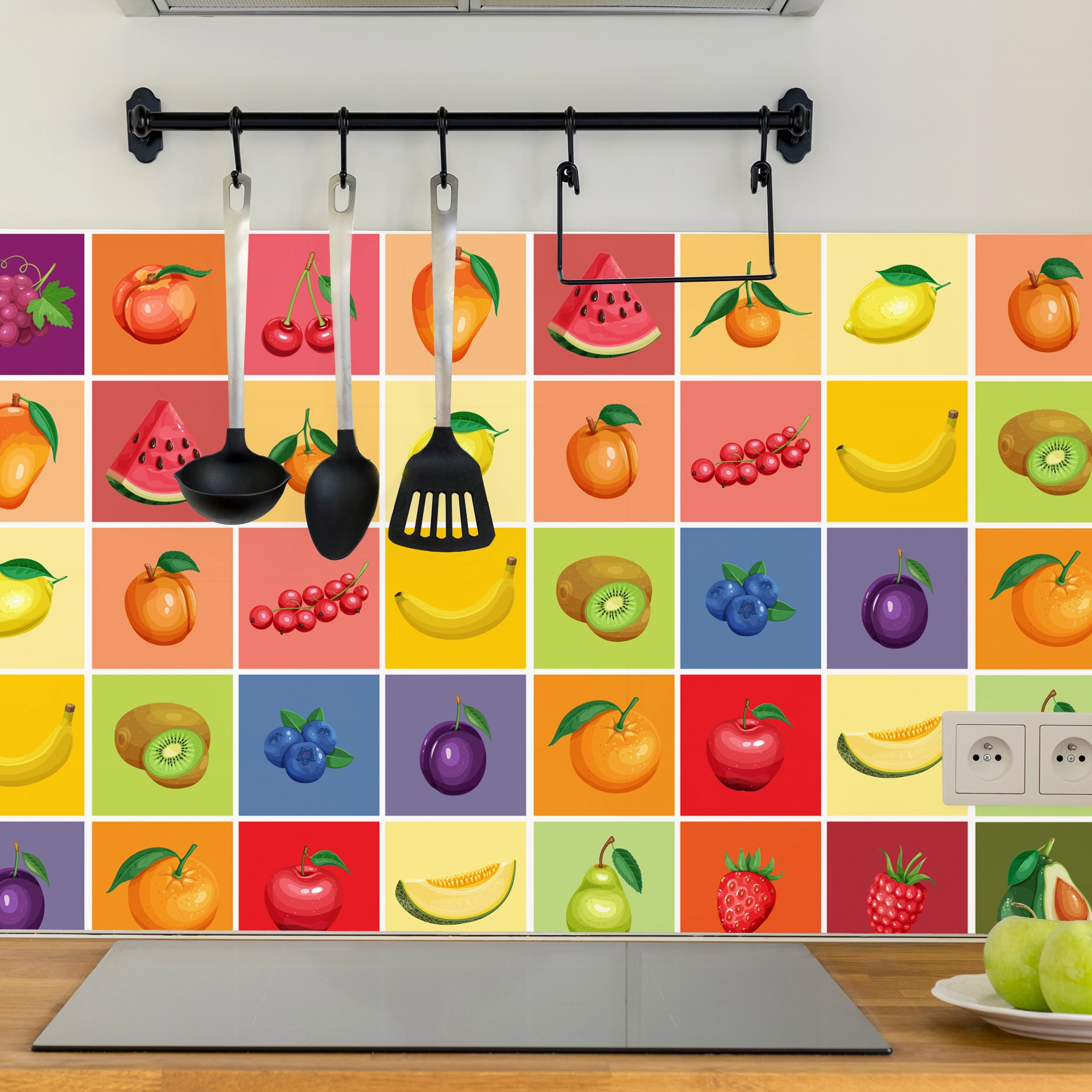 Adesivo de Azulejo para Cozinha Frutas 20x20 cm 24un