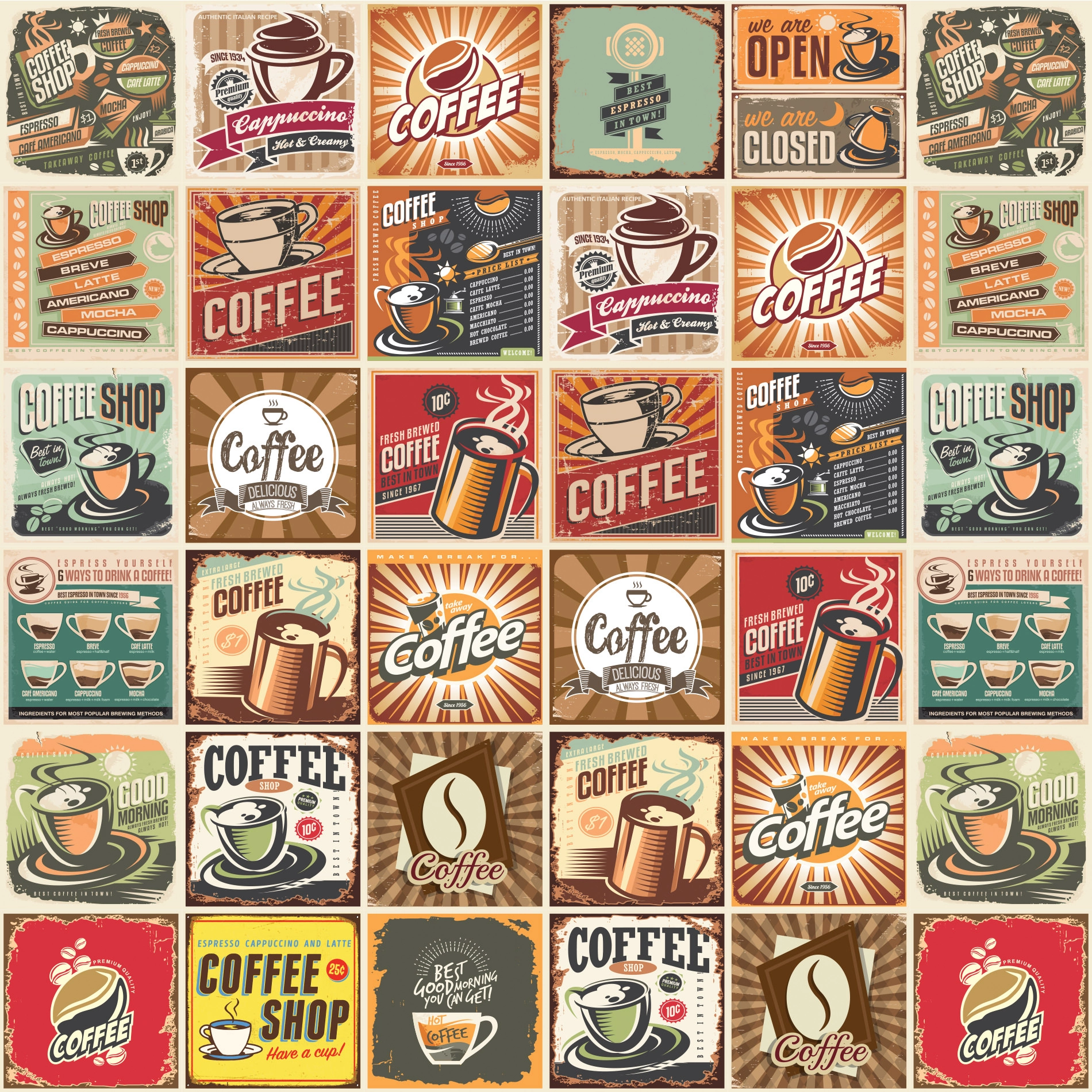 Adesivo de Azulejo Vintage Coffee Cozinha 20x20cm 12un