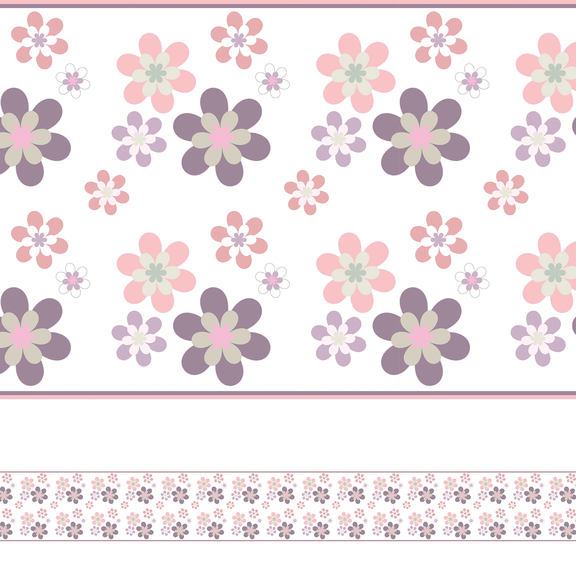 Faixa de Parede Floral para Quarto de Menina 3mx15cm