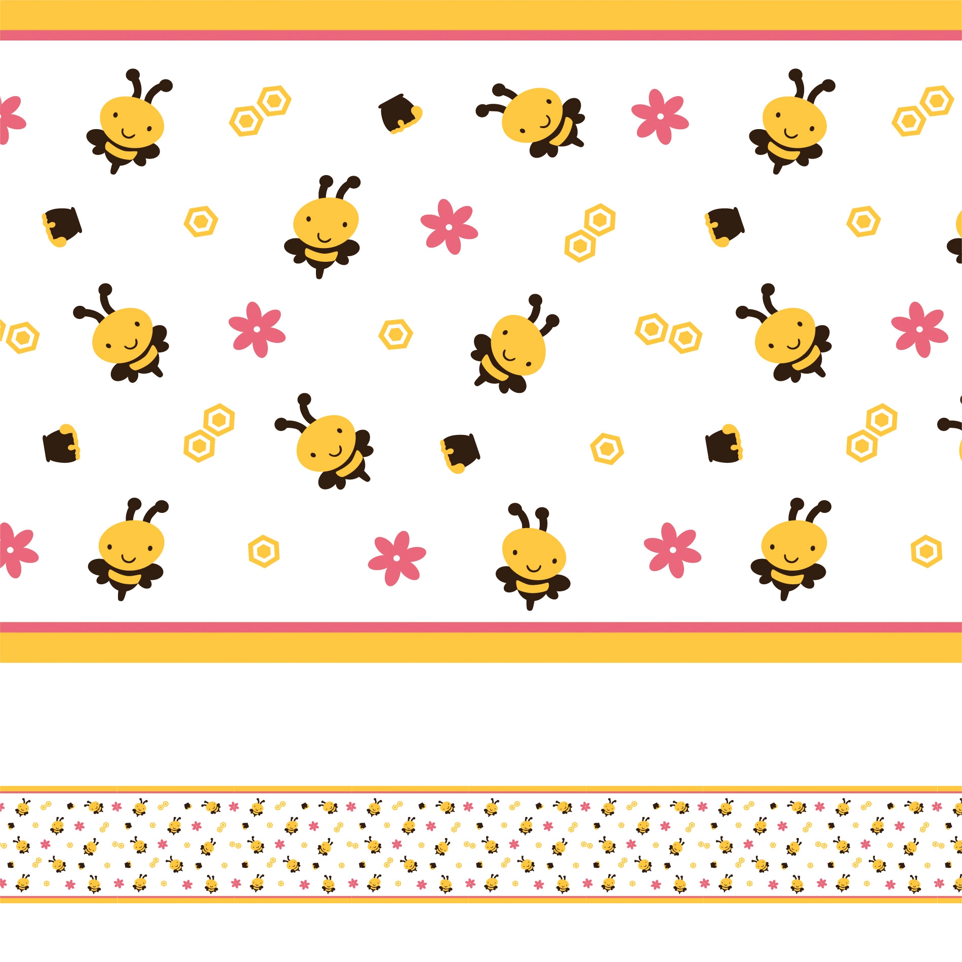 Faixa Decorativa para Quarto de Bebê Abelhas 3mx15cm