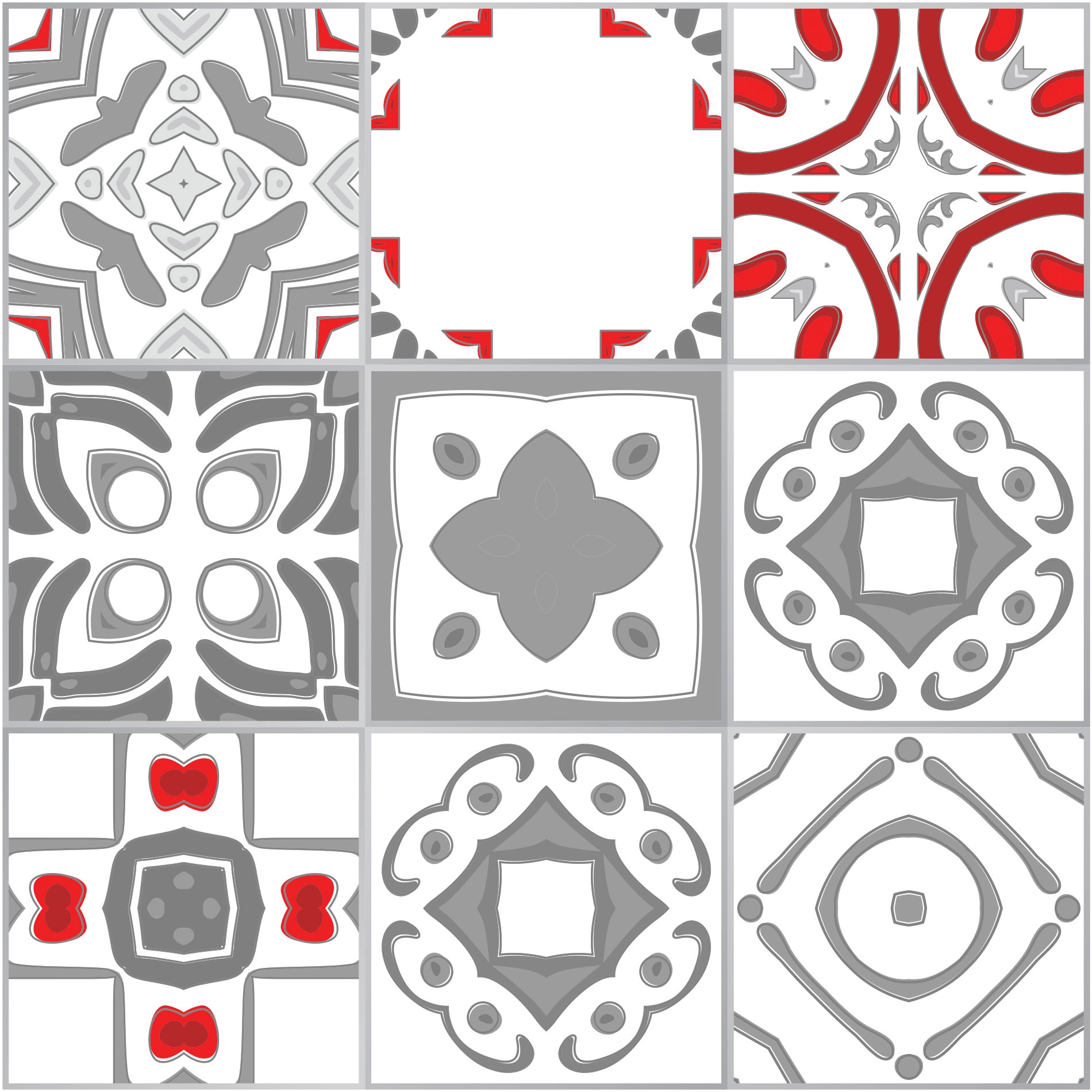 Adesivo de Azulejo Vermelho Cinza Vigo 15x15cm 36un