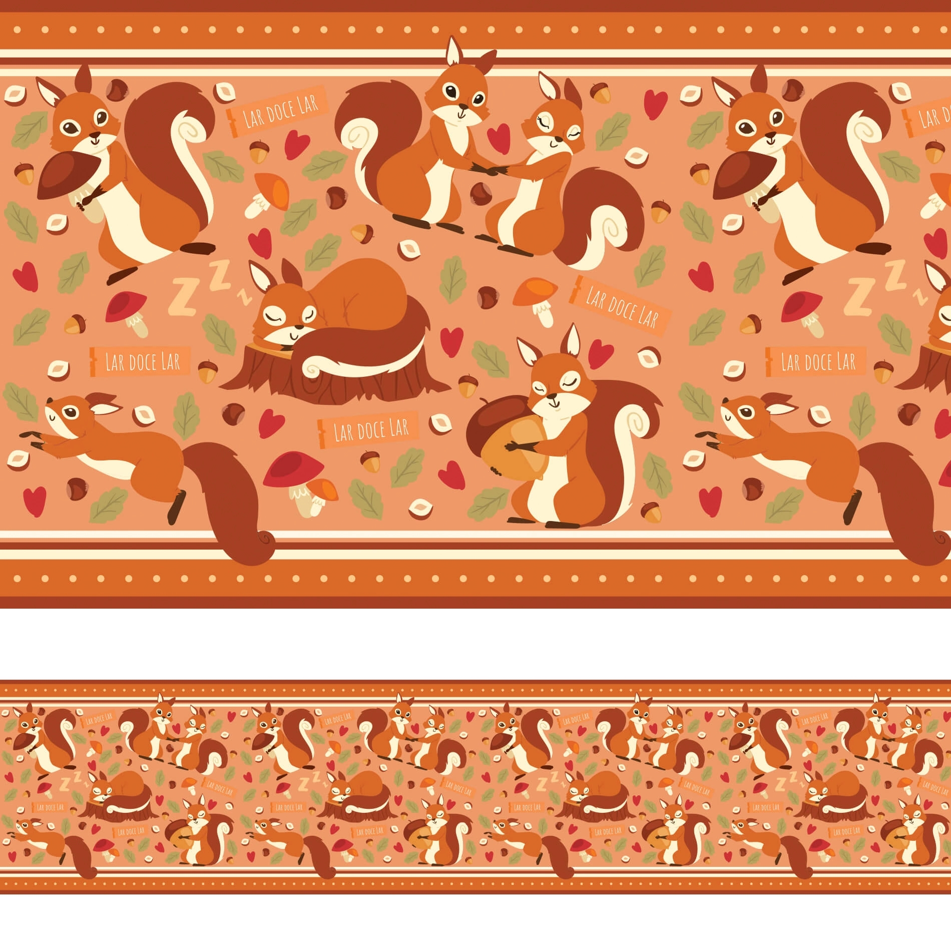 Faixa Decorativa De Parede Infantil Esquilos 10cmx5m