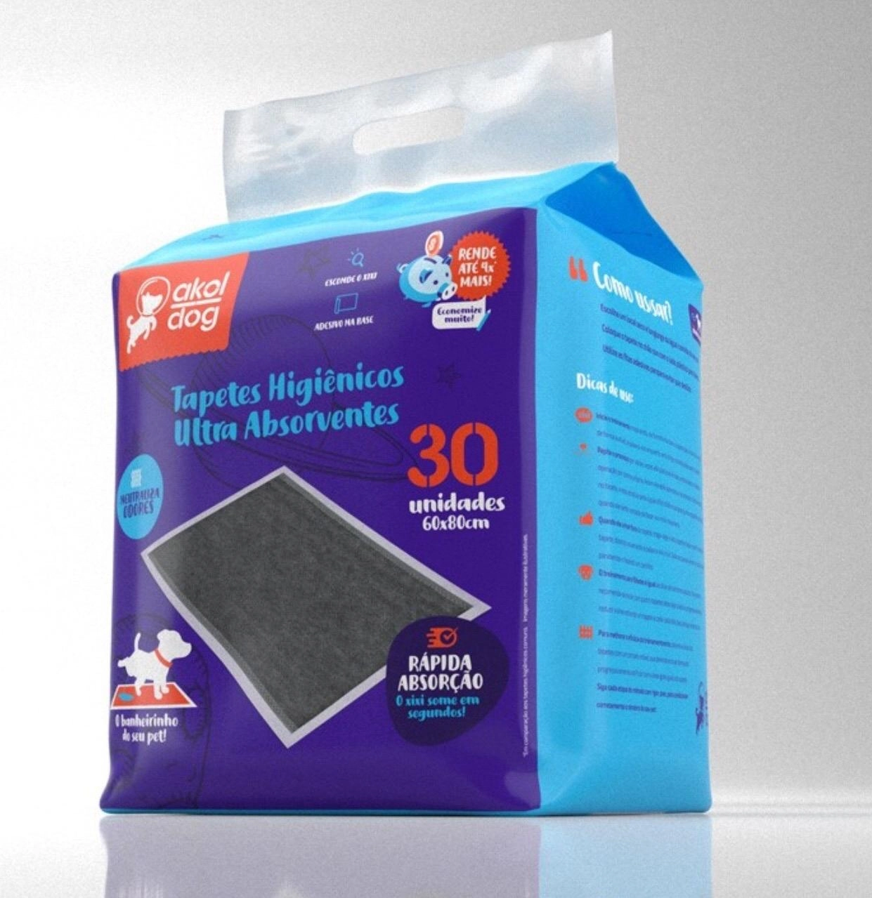 Tapete Higienico Akol Dog 30 Un 60x80cm Ultra Absorvente