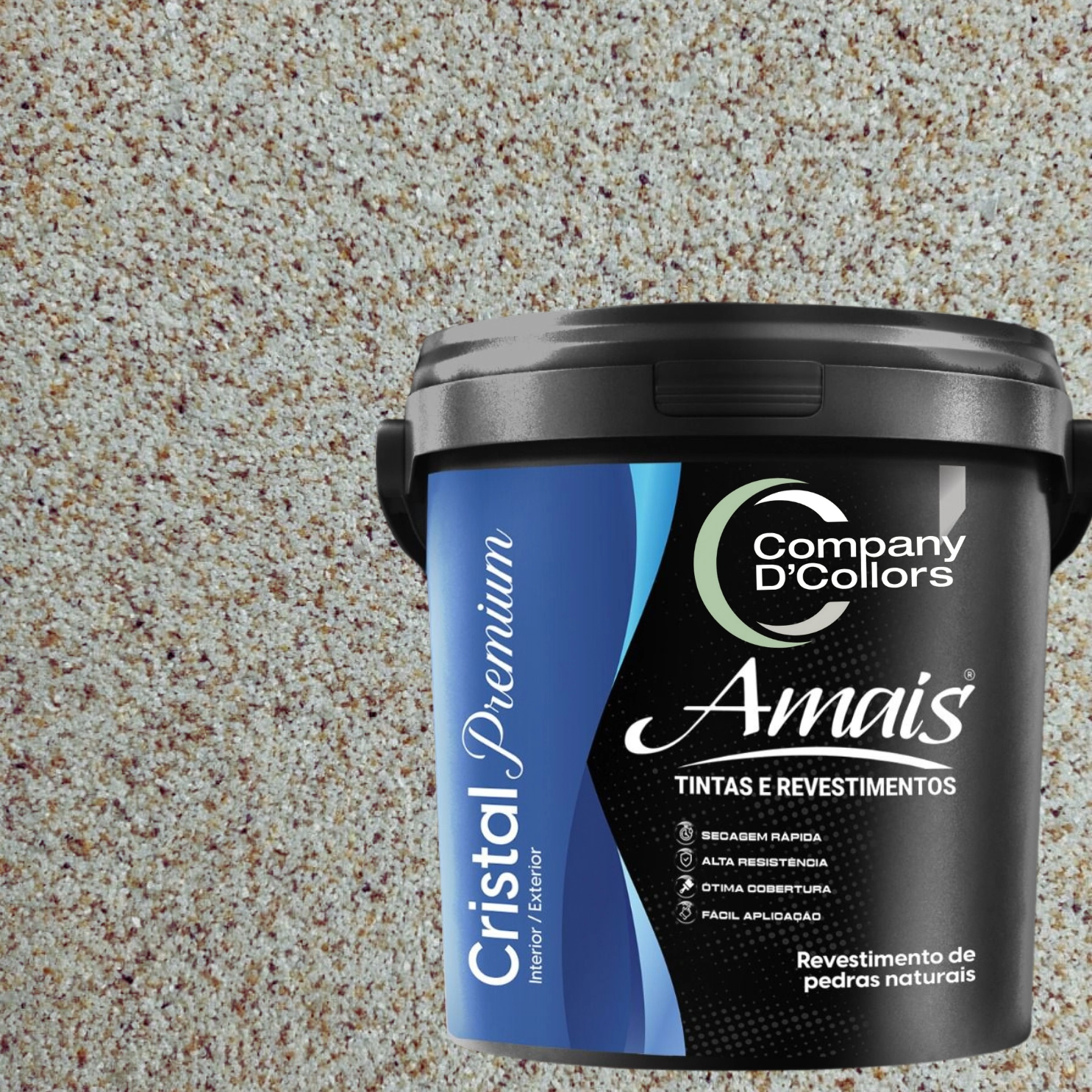 Revestimento Premium Pedras Naturais - Rajada Médio 23kg Cristal Amais