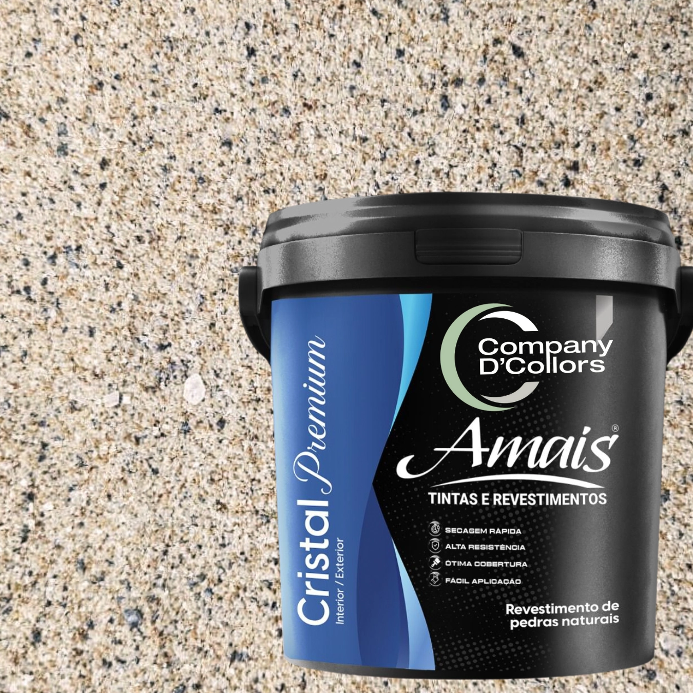 Revestimento Textura Pedras Naturais - Rajada Black 23kg Cristal Amais