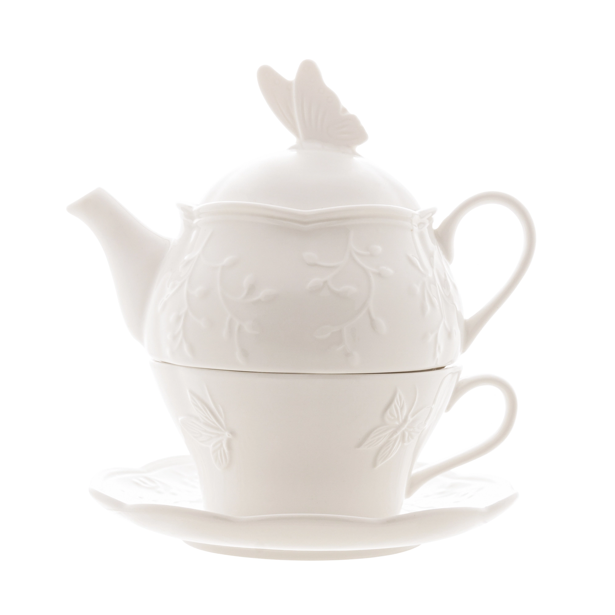 Cj 3pc P/cha De Porcelana New Bone Butterfly Flower
