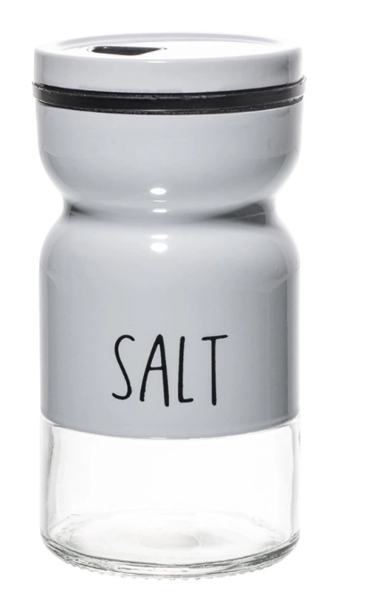 Saleiro De Vidro Com Tampa De Metal Branco 120ml