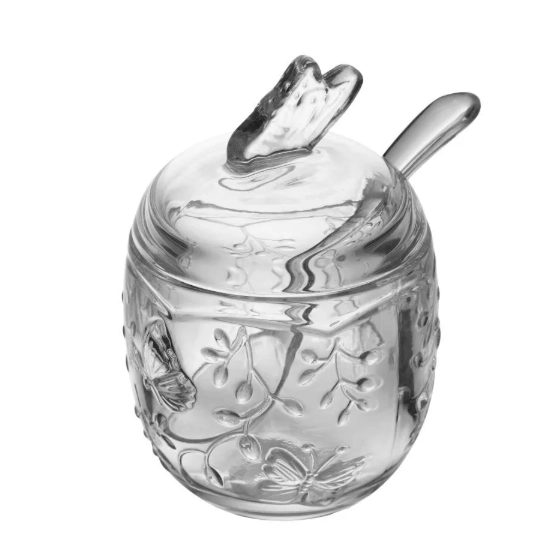 Acucareiro Com Colher New Butterfly 220ml Cristal Ecologico