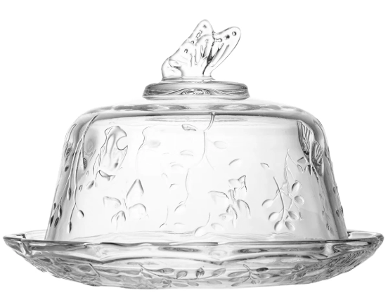 Queijeira Com Tampa New Butterfly 19,5cm X 12,5cm Cristal Ecologico