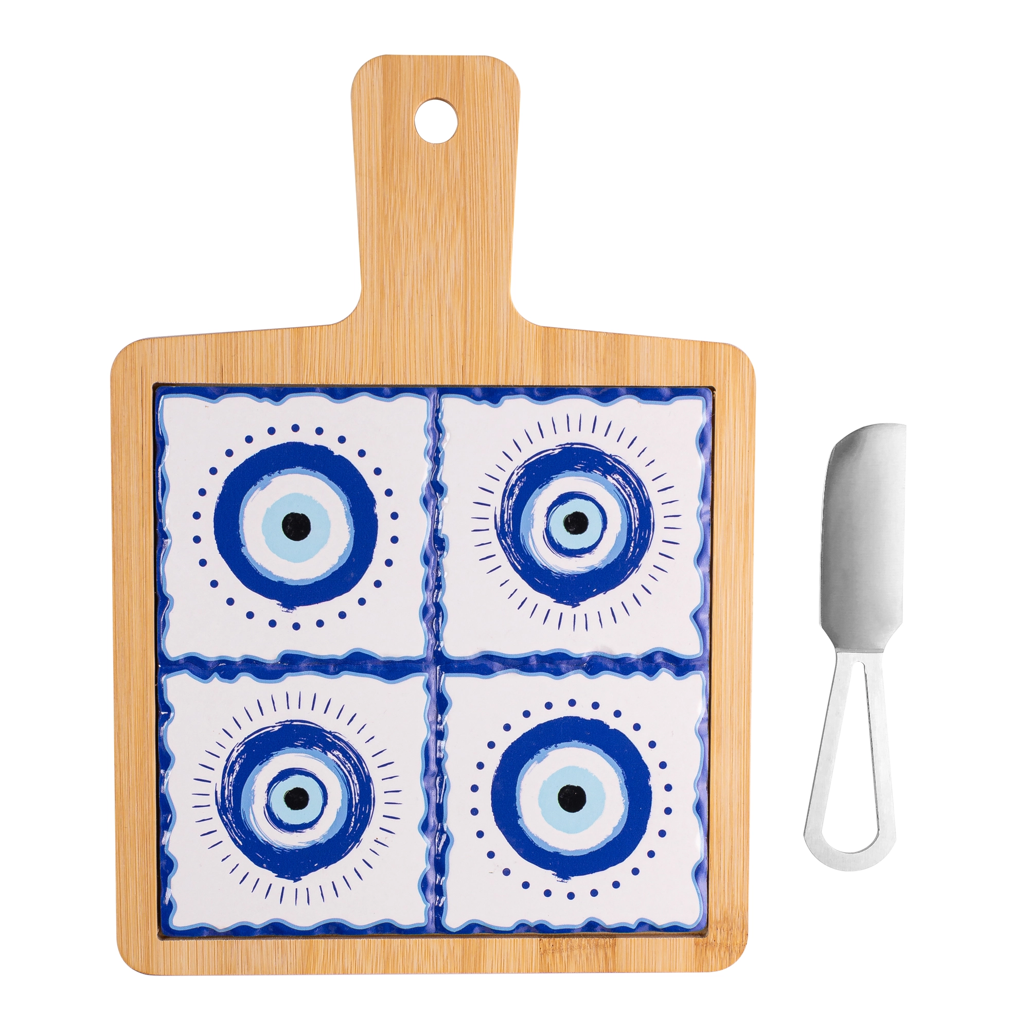 Kit Queijo Bandeja Bambu Faca Tabua Greek 18,5x26,5x1cm 3pcs 221666 Lyor